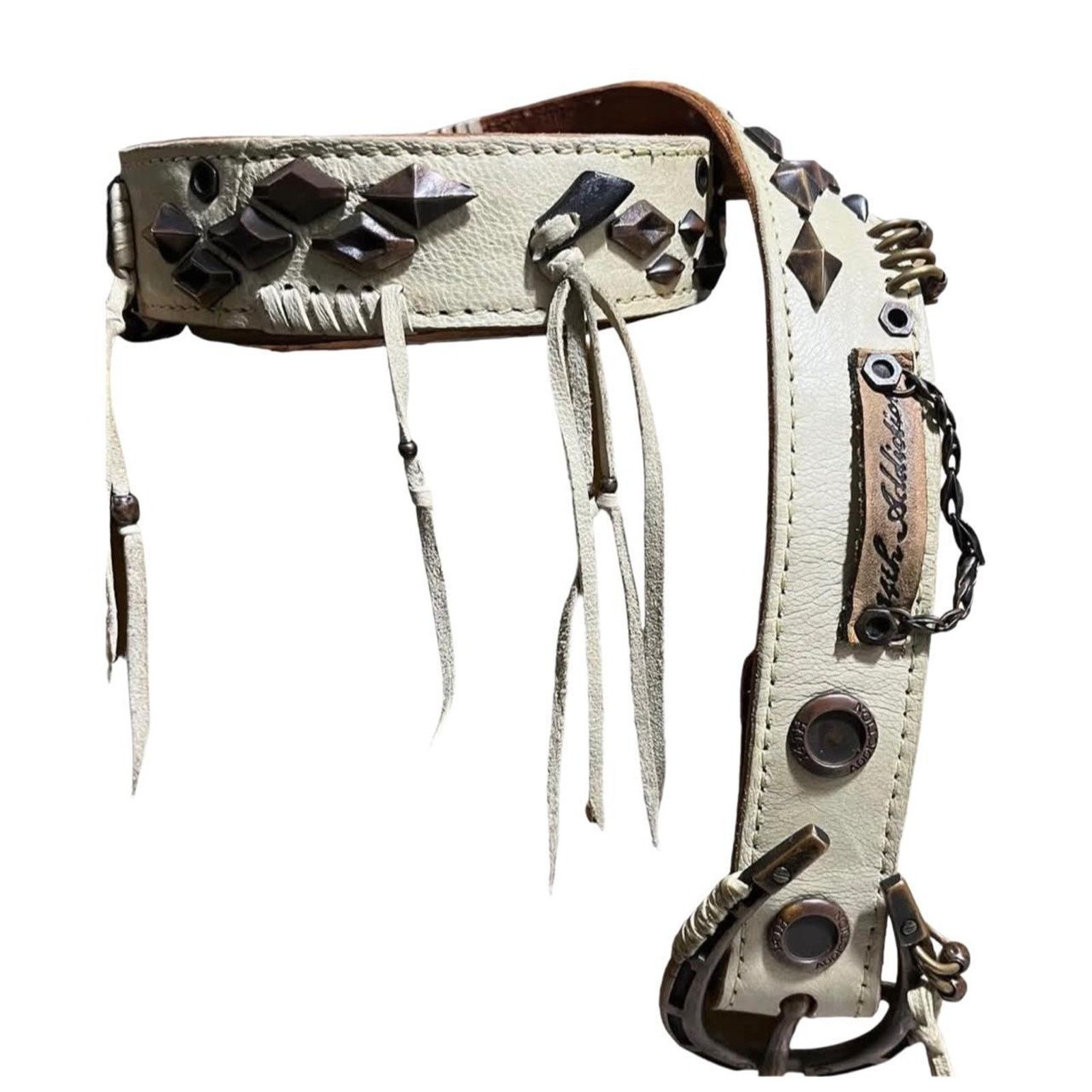 14th Addiction 14th Addiction Ivory Raider Belt Size 32 - 4 Thumbnail
