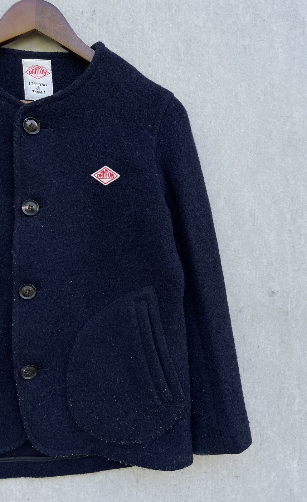 Danton DANTON JAPAN WOOL MOSSER COLLARLESS JACKET IN NAVY Size US S / EU 44-46 / 1 - 3 Thumbnail