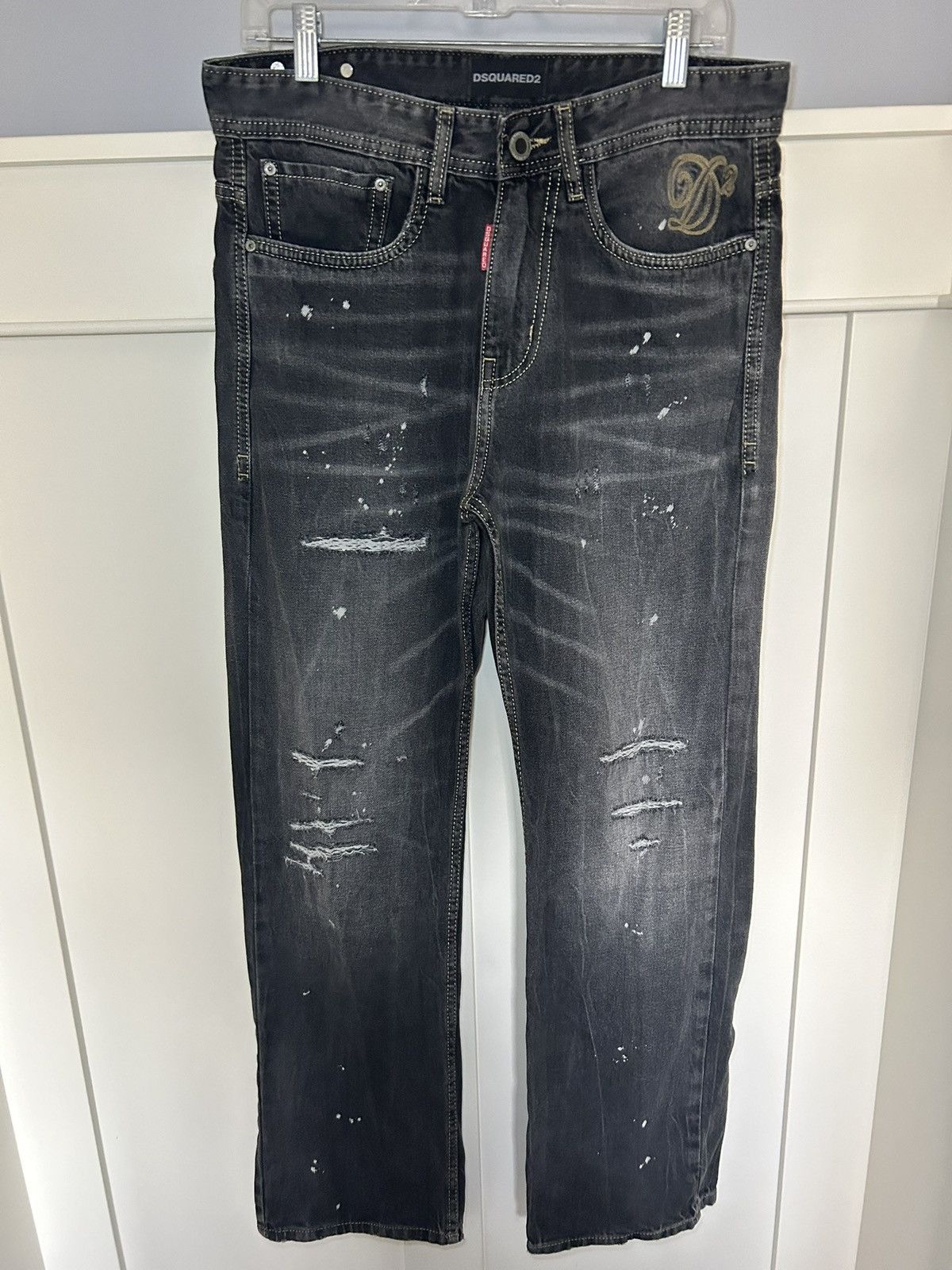 Dsquared2 Dsquared2 loose straight-cut distressed paint splatter jeans Size US 32 / EU 48 - 1 Thumbnail