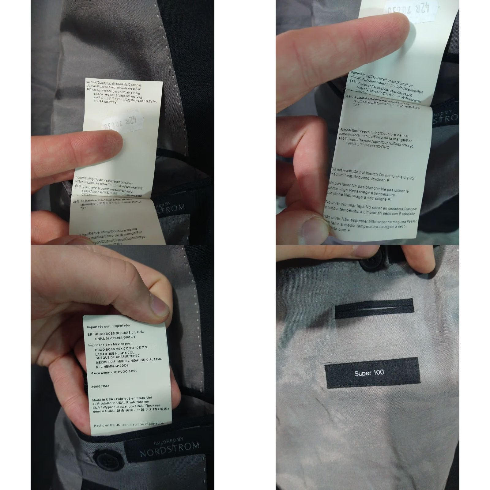 Hugo Boss HUGO BOSS Blazer Mens 42R Gray Wool 2 Piece Suit Jacket 2-Button Notch Lapel Regular Fit Vintage No Size 42R - 9 Thumbnail