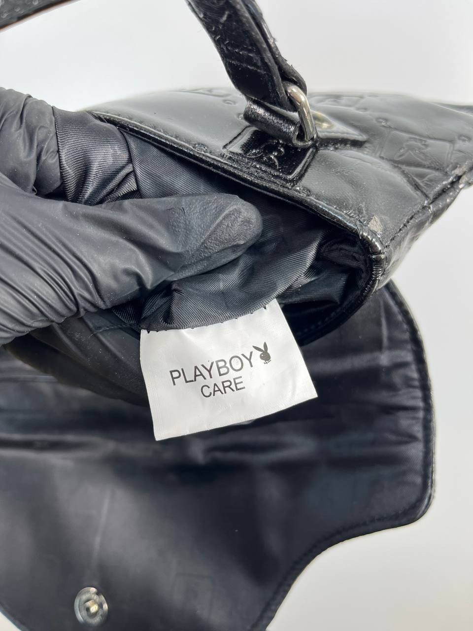Playboy Playboy Care Embossed Black Patent Leather Shoulder Bag Vint Size ONE SIZE - 5 Thumbnail