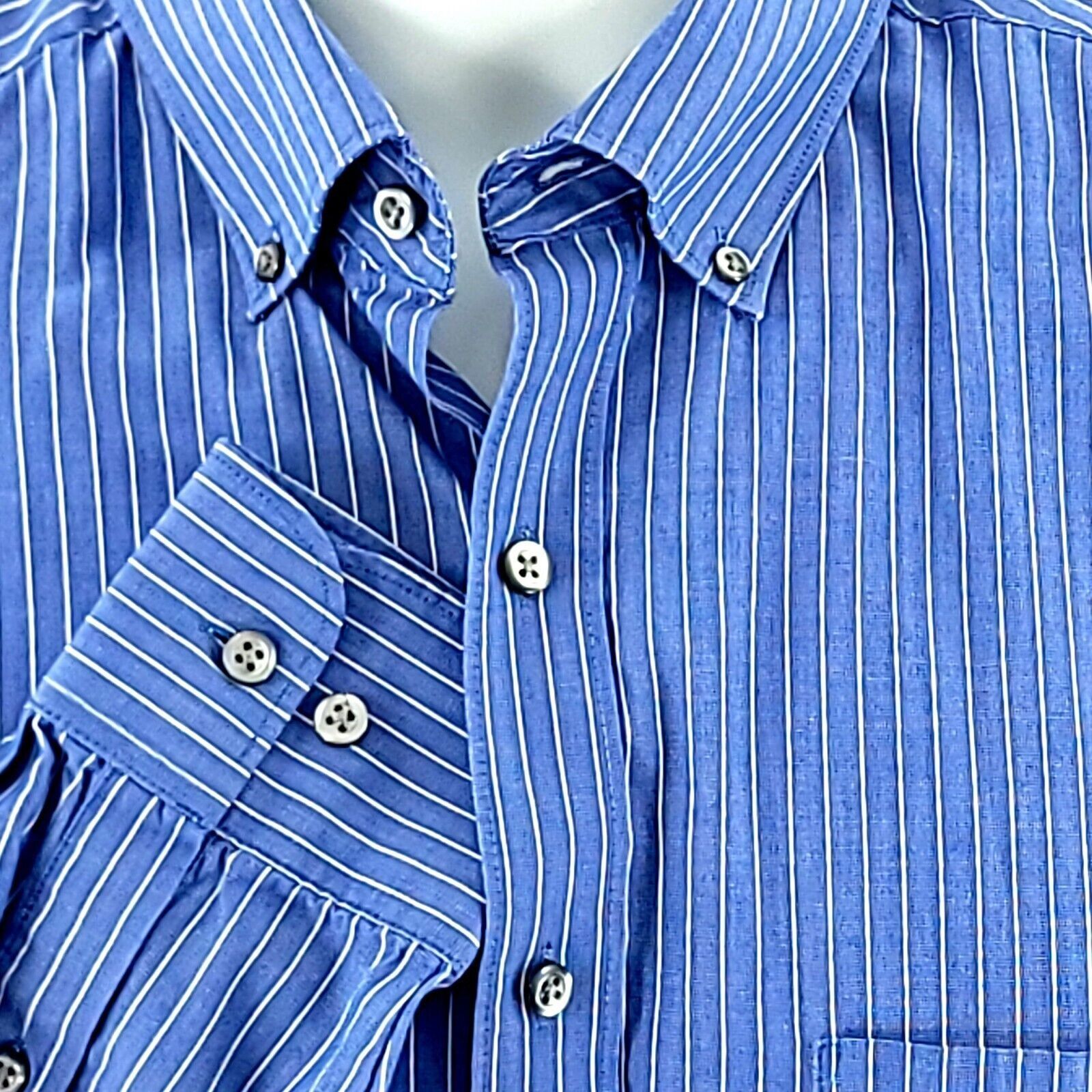 Van Heusen Van Heusen Originals Regular Fit 15-15.5 34/35 Blue Striped Size US S / EU 44-46 / 1 - 3 Thumbnail