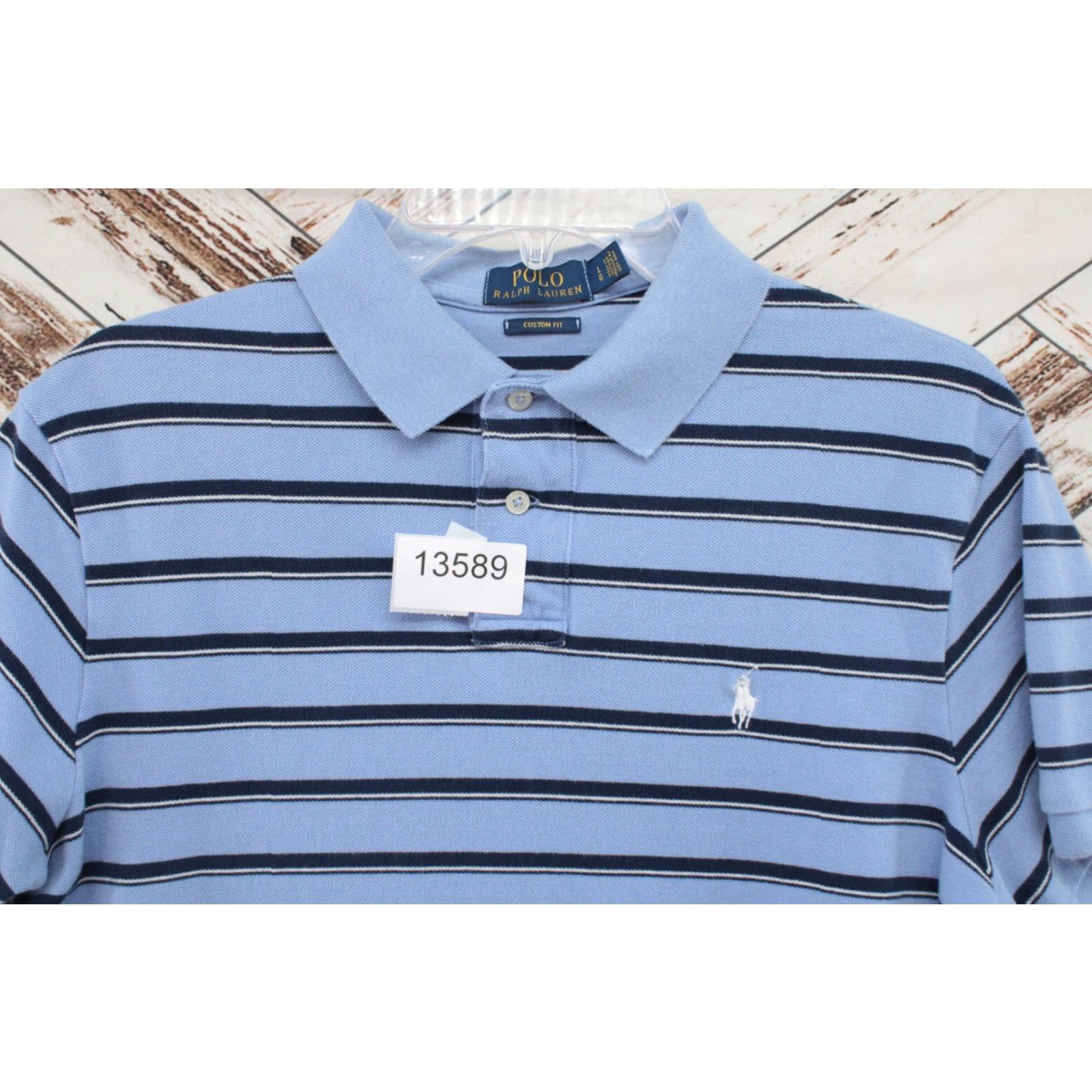 Polo Ralph Lauren VINTAGE Polo Ralph Lauren Shirt Men's Large Classic Fit Blue Striped Pony Logo Rugby Size US L / EU 52-54 / 3 - 8 Thumbnail