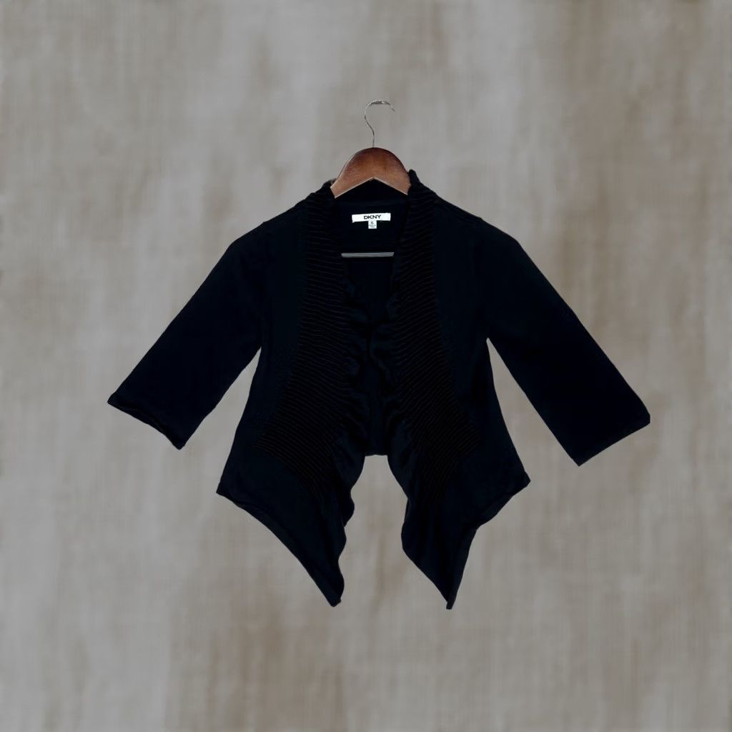 DKNY DKNY Black Open Front Waterfall Cardigan Sweater XL Womens Size XL / US 12-14 / IT 48-50 - 1 Thumbnail