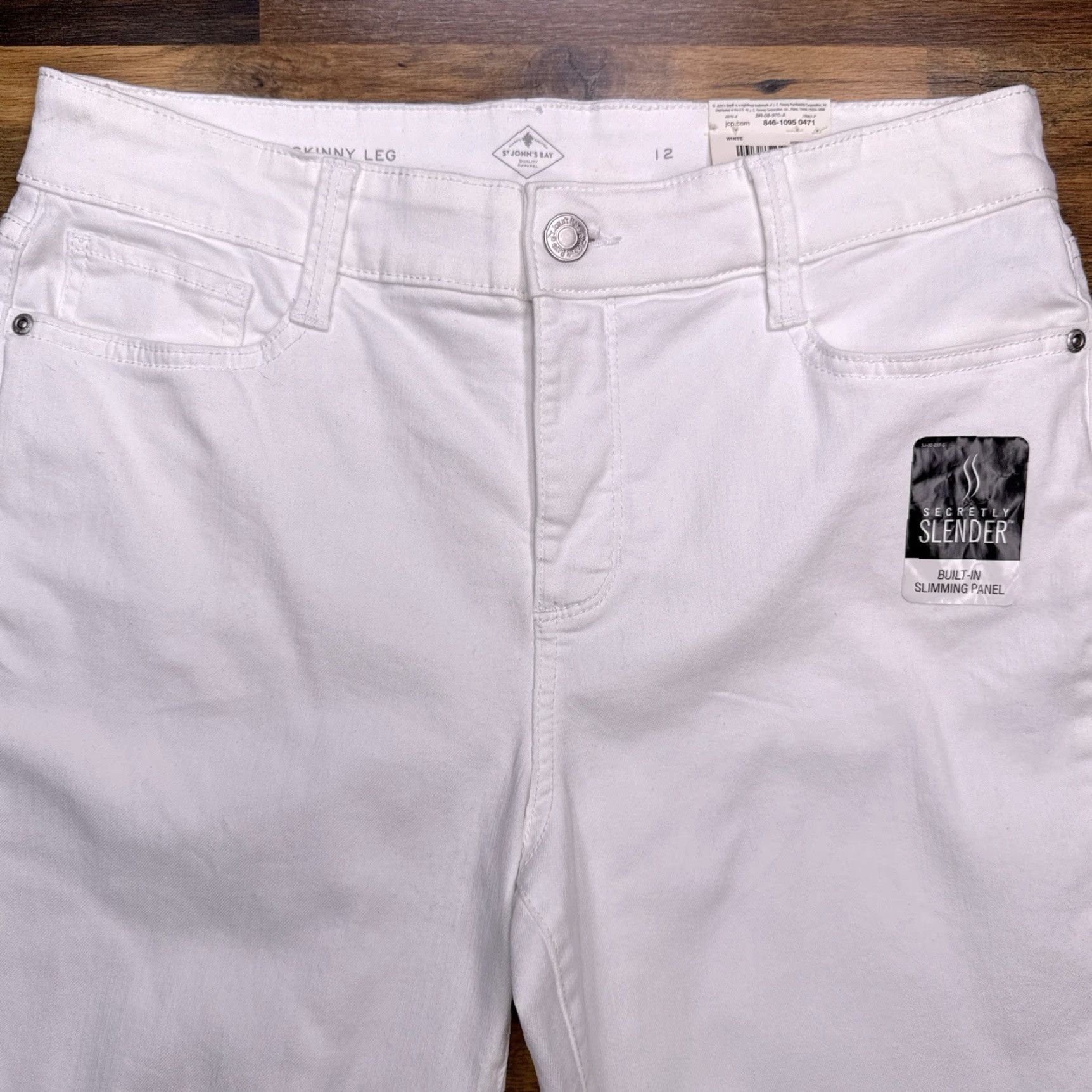 Vintage St Johns Bay Skinny Jeans Womens 12 White Mid Rise Stretch New Size 34" / US 12 / IT 48 - 3 Thumbnail