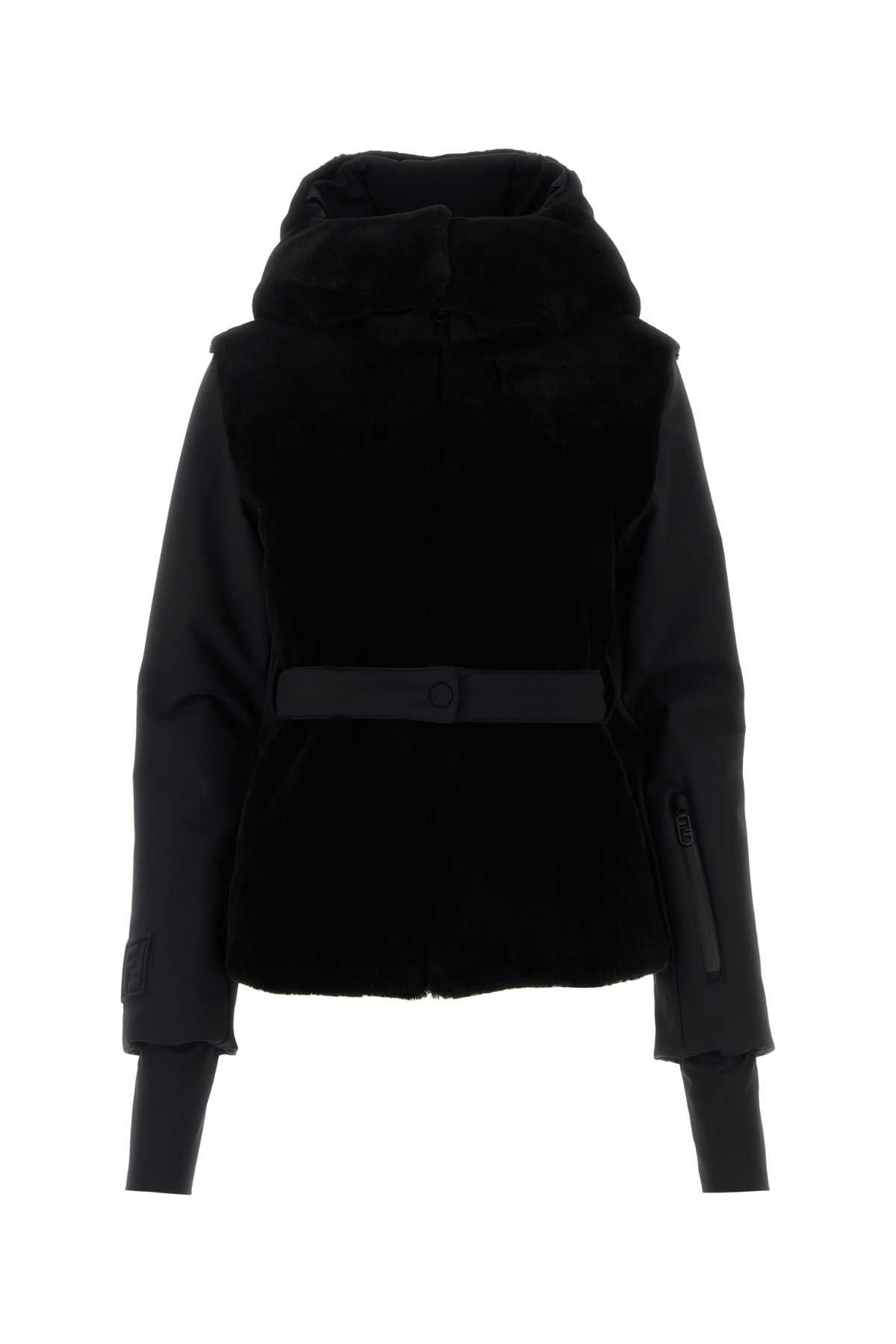 image of Fendi Black Stretch Nylon Jacket, Women's (Size Medium)