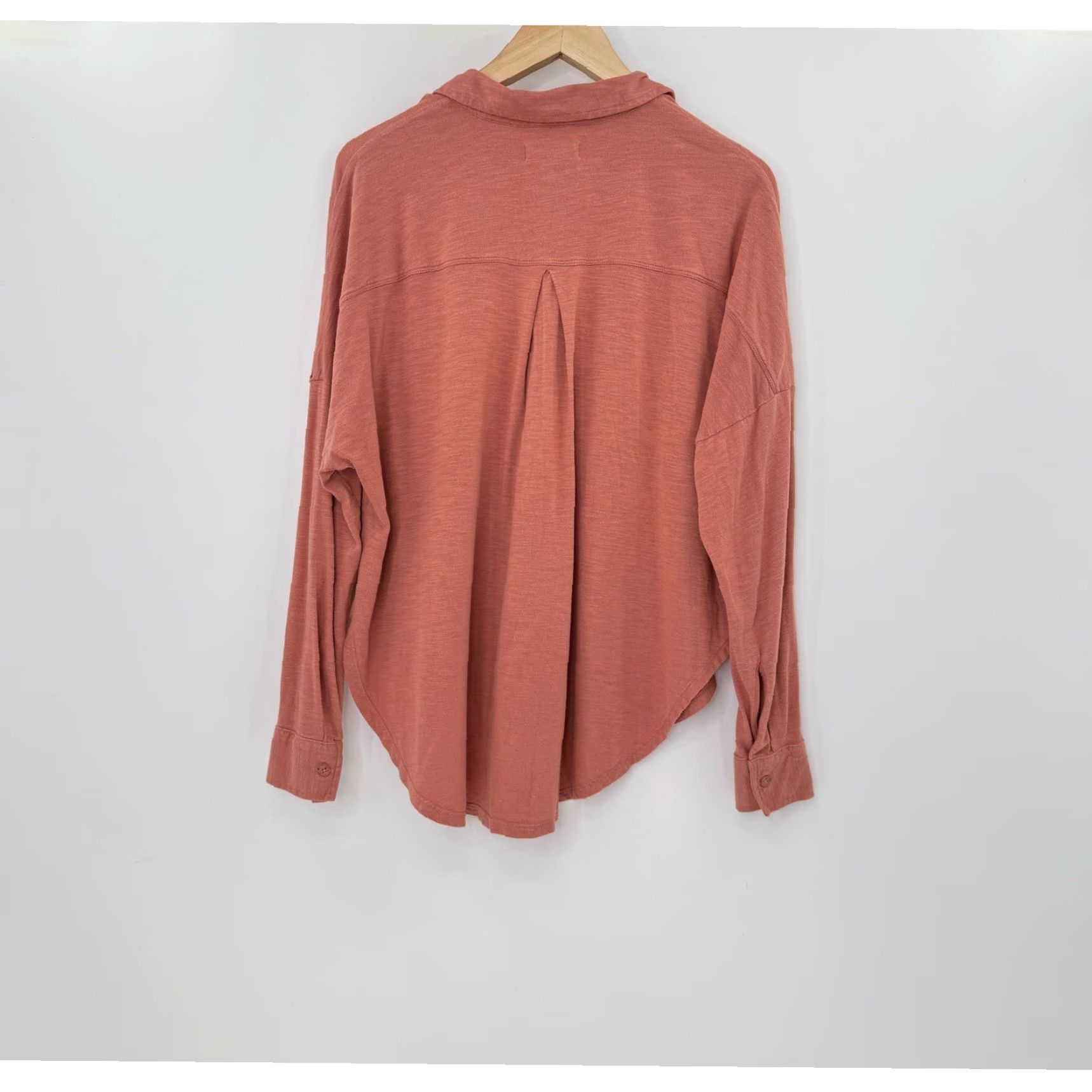 Lou & Grey Lou & Grey for LOFT Button Down Shirt Top Long Sleeve Pockets Organic Cotton Orange Womens M Size M / US 6-8 / IT 42-44 - 2 Thumbnail