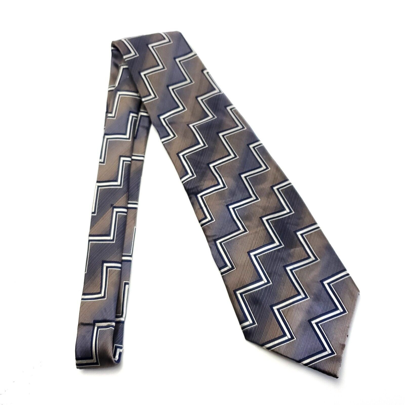 Joseph & Feiss Joseph & Feiss Brown Gray Woven Wide Abstract Silk Tie Size ONE SIZE - 6 Thumbnail