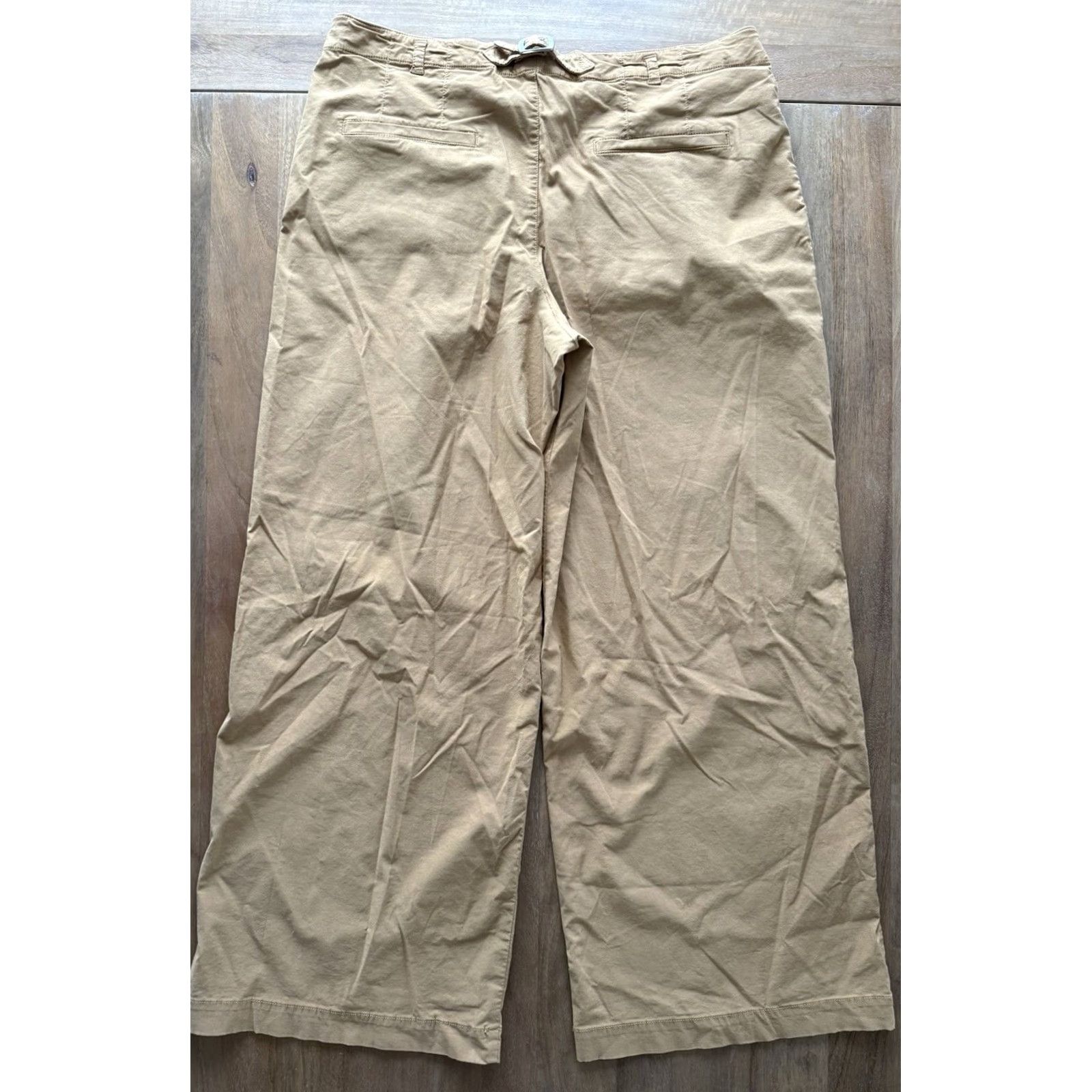 Anthropologie VINTAGE Anthropologie Wide Leg Pants Womens 14 US Tan Relaxed High Rise Cinch Back Size 36" / US 14 / IT 50 - 2 Thumbnail