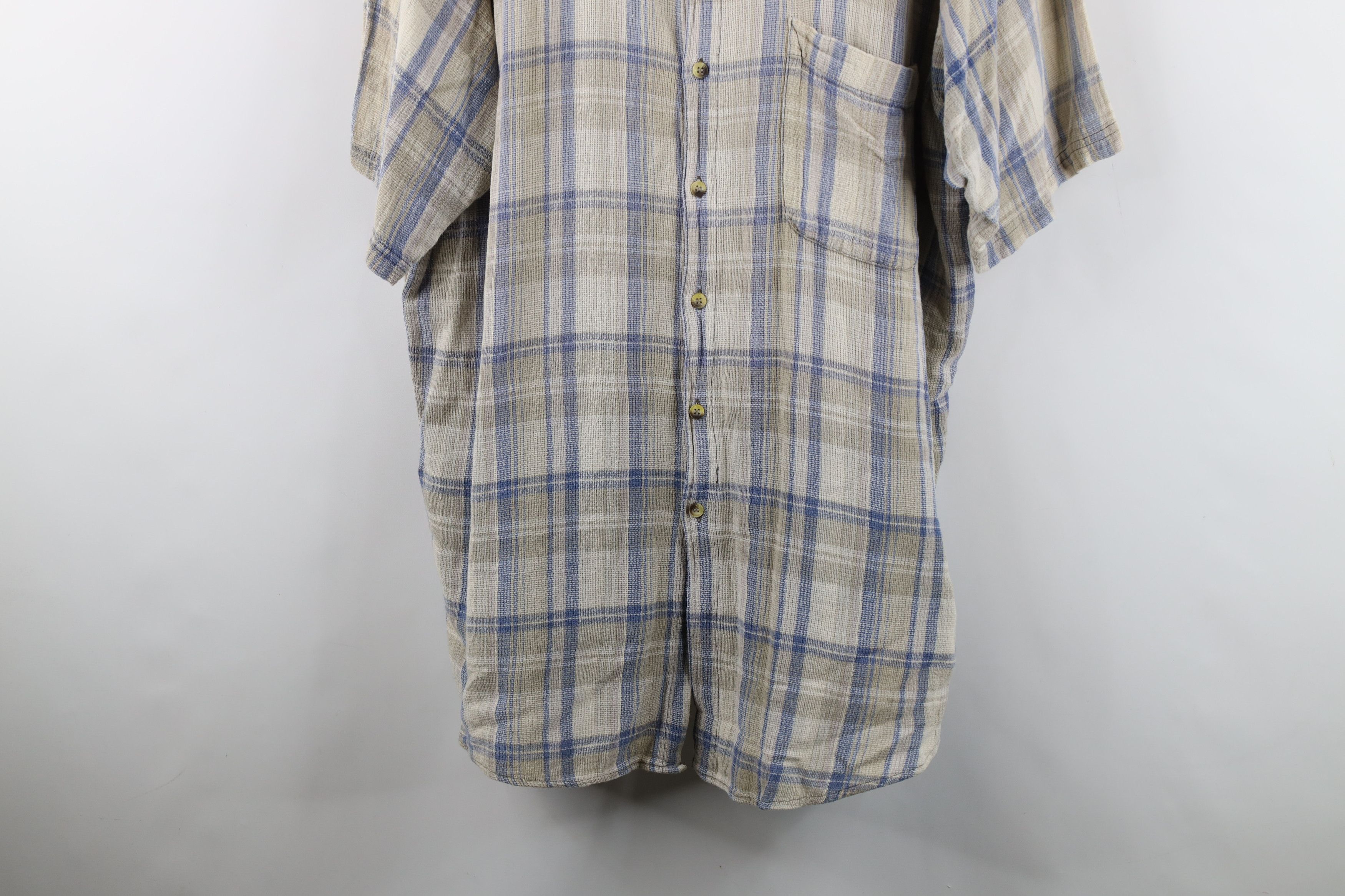 Vintage Vintage 90s Streetwear Cotton Weave Knit Button Shirt Plaid Size US XXL / EU 58 / 5 - 3 Thumbnail