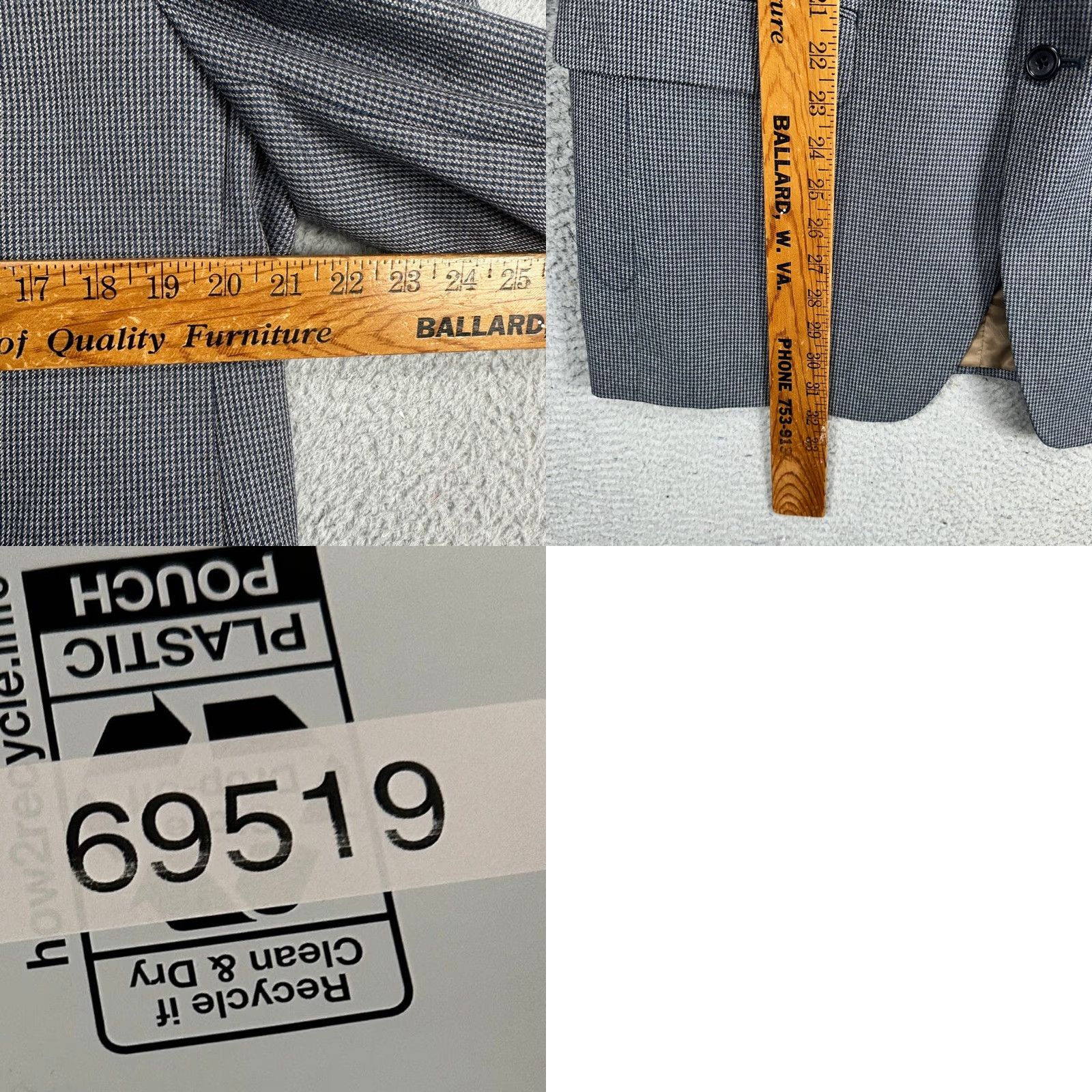 Izod Izod Sport Coat Blazer Mens 41R Gray Houndstooth 2-Button Pocket Business Suit Size 42R - 9 Thumbnail