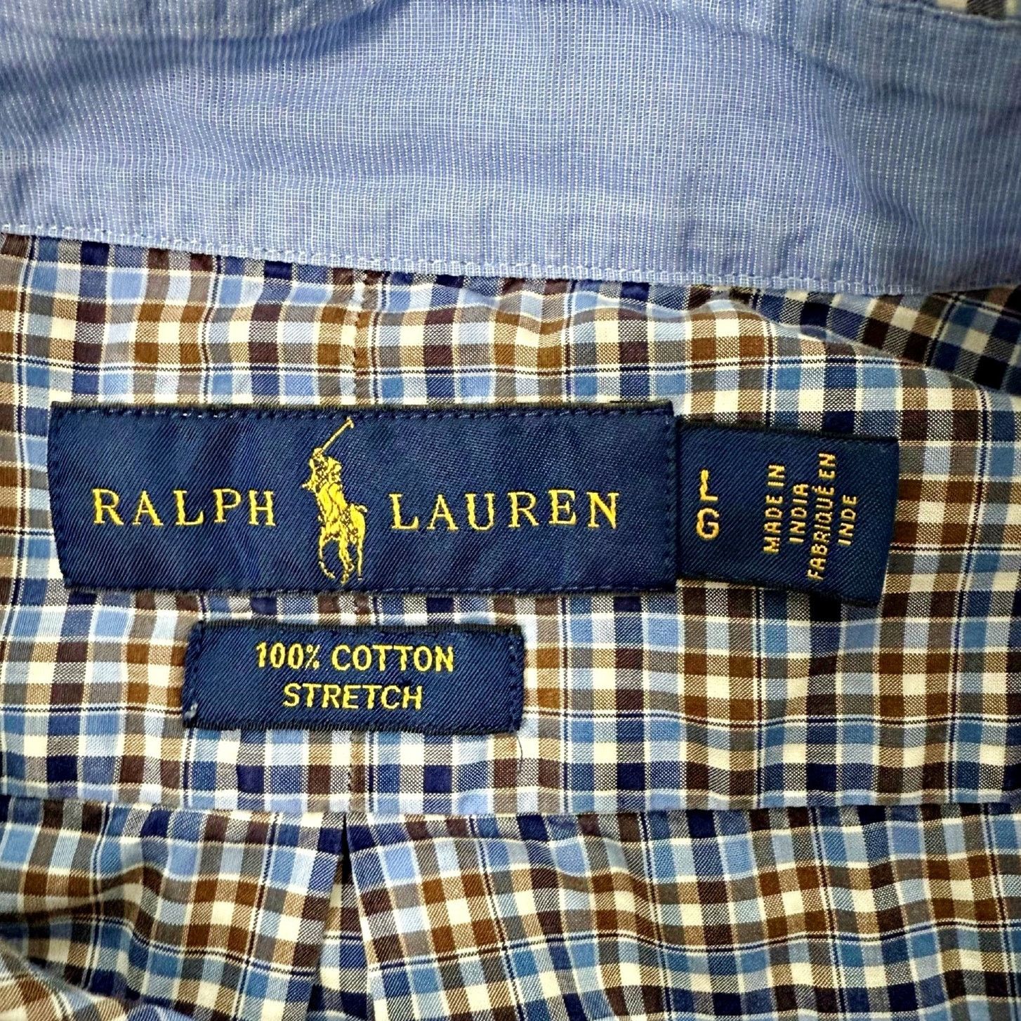 Ralph Lauren Ralph Lauren Blue Plaid Button Down Shirt Cotton Stretch LRG Size US L / EU 52-54 / 3 - 4 Thumbnail