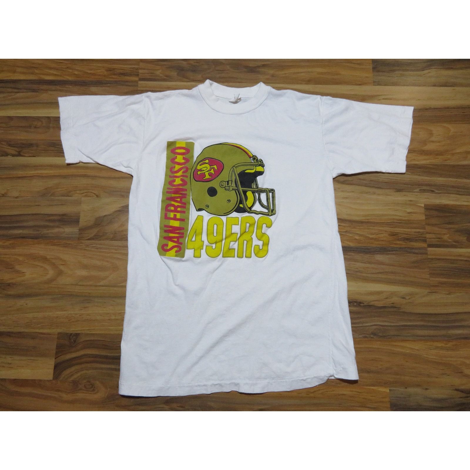 Other 80s San Francisco 49ers Helmet Spellout White T-shirt Sz M Size US M / EU 48-50 / 2 - 6 Thumbnail