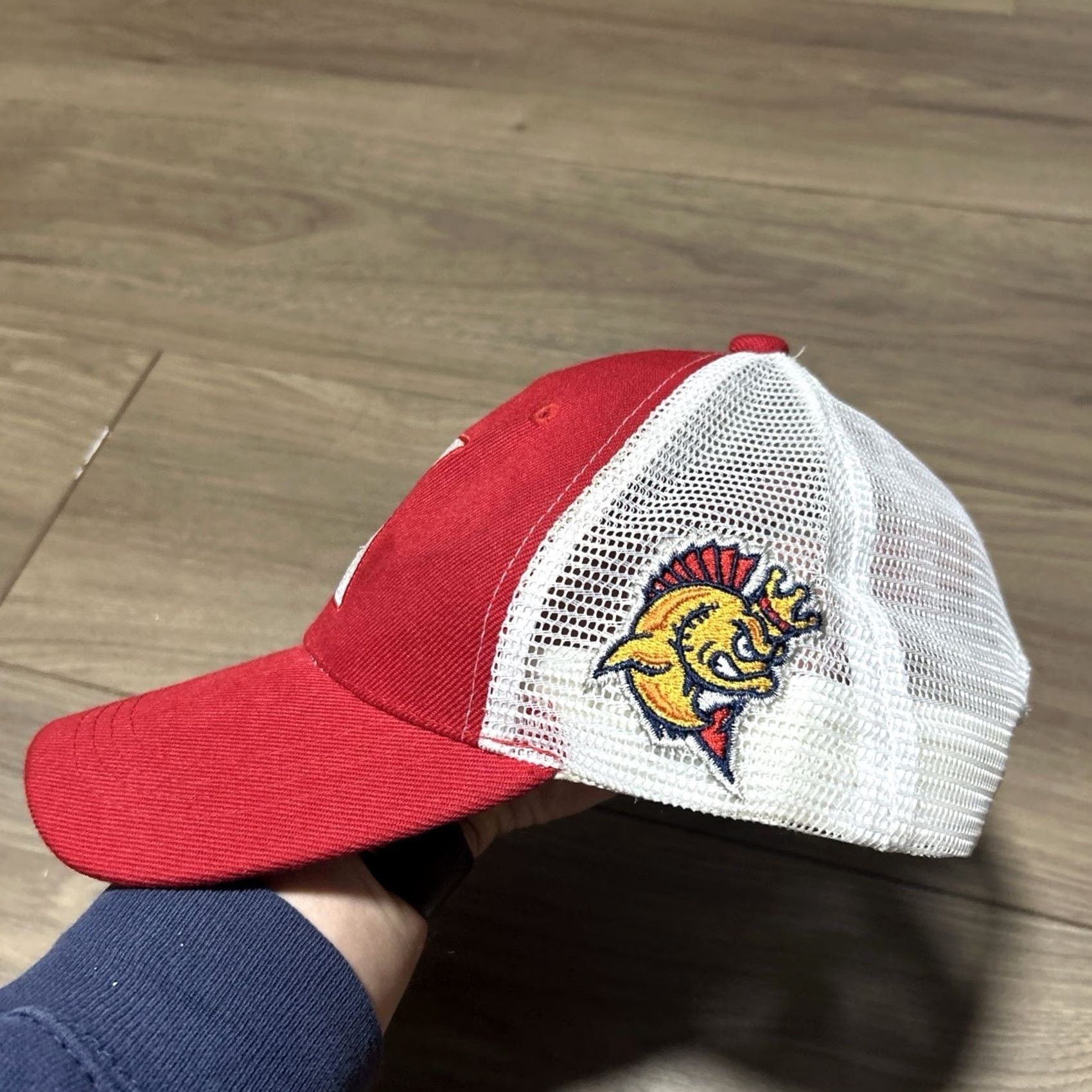 Vintage Kenosha Kingfish Snapback Baseball Cap Hat Amazing Logo Minor League Miller Lite Hat Red + White Adult One Size Speckled Logo Mens Girls Size ONE SIZE - 4 Thumbnail