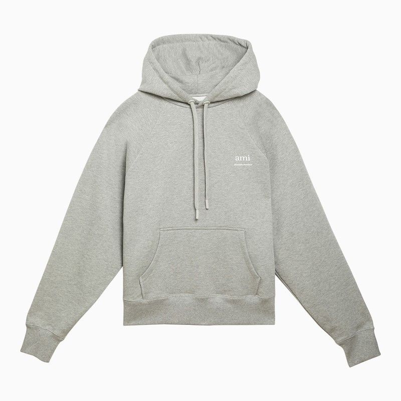image of Ami Paris Grey Logoed Hoodie, Men's (Size XL)