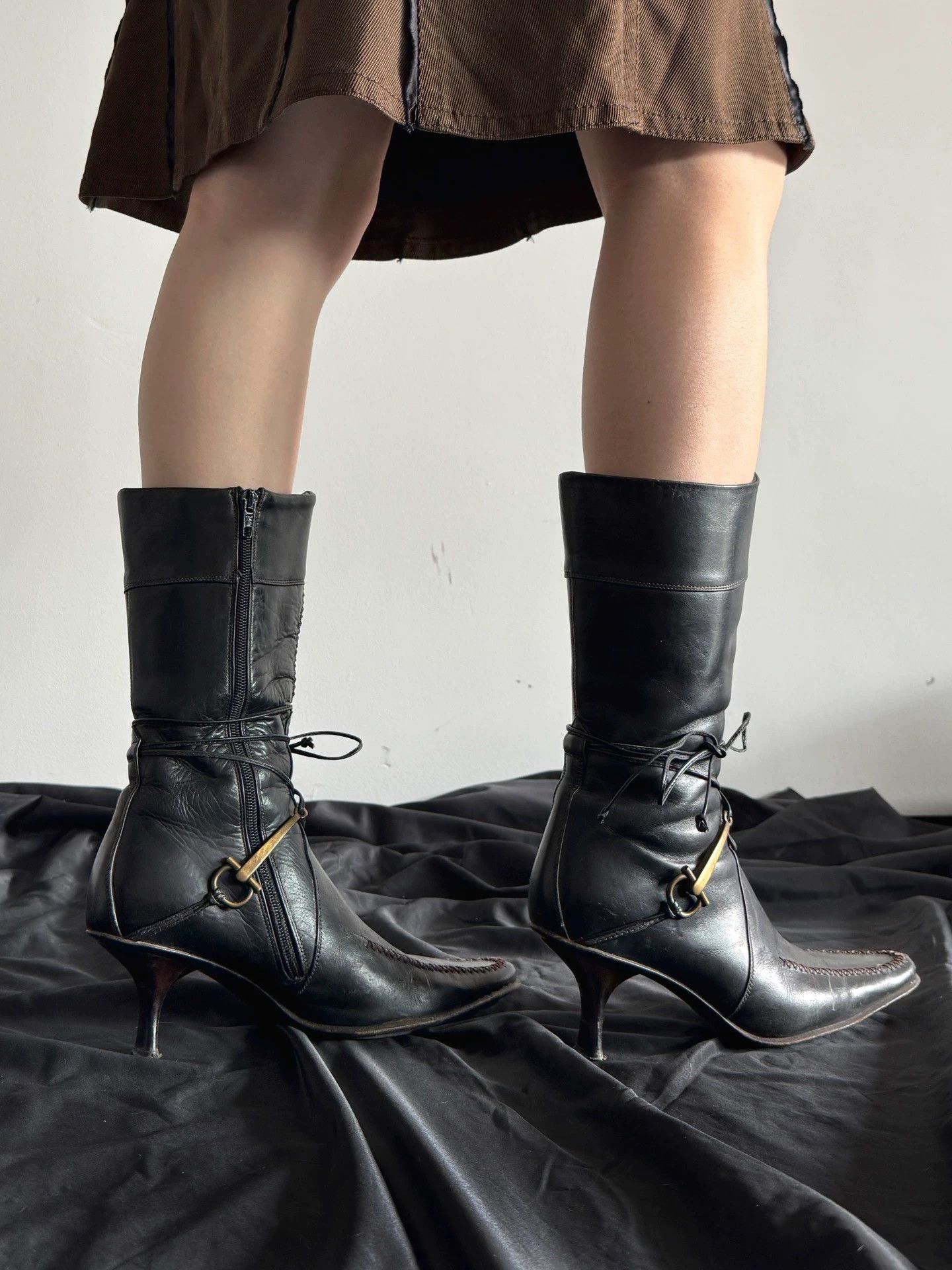 Other Italian Brand Vintage Lace-up Pointed Toe Boots Size US 7 / IT 37 - 6 Thumbnail