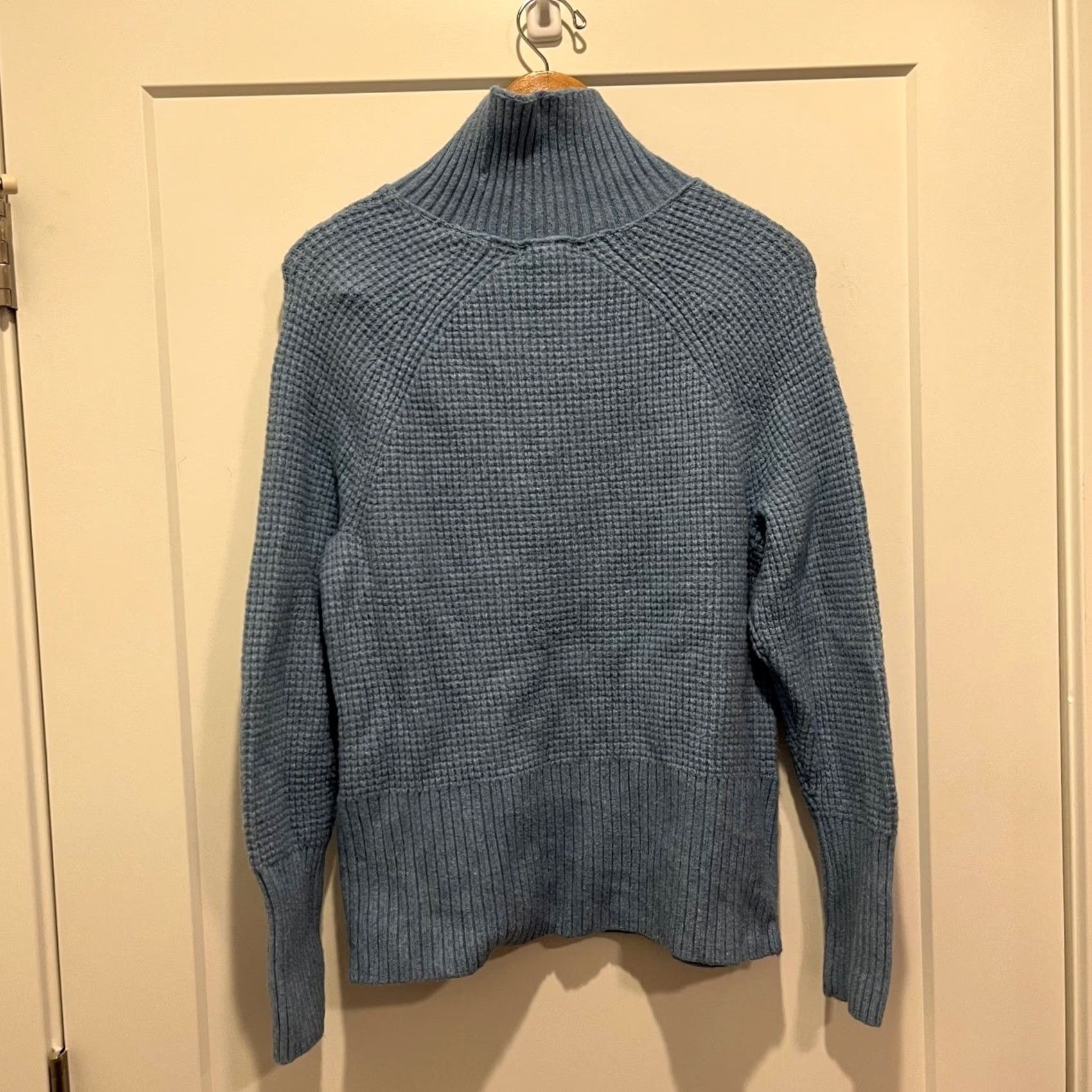Vintage L.L. Bean Women Waffle Knit Turtleneck Pullover Side Zip Sweater Blue Large Size L / US 10 / IT 46 - 5 Thumbnail