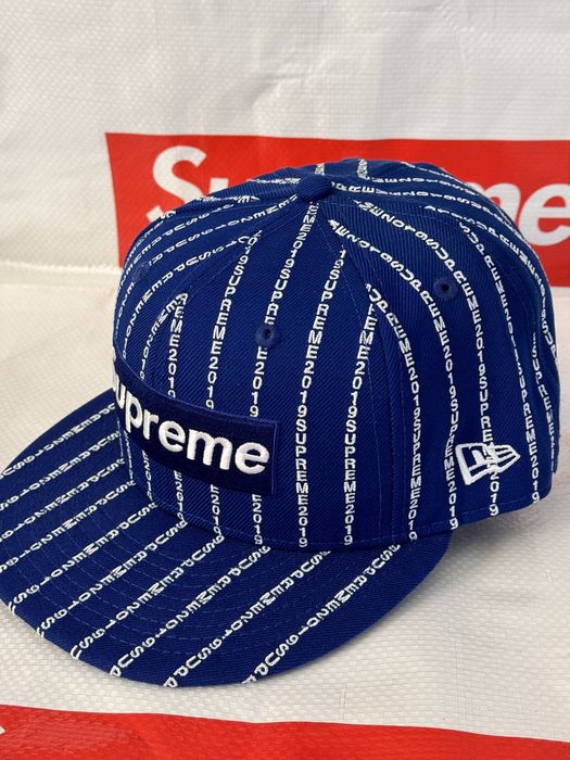 Supreme Supreme Text Stripe New Era Cap Royal HAT 7 5/8 | Grailed