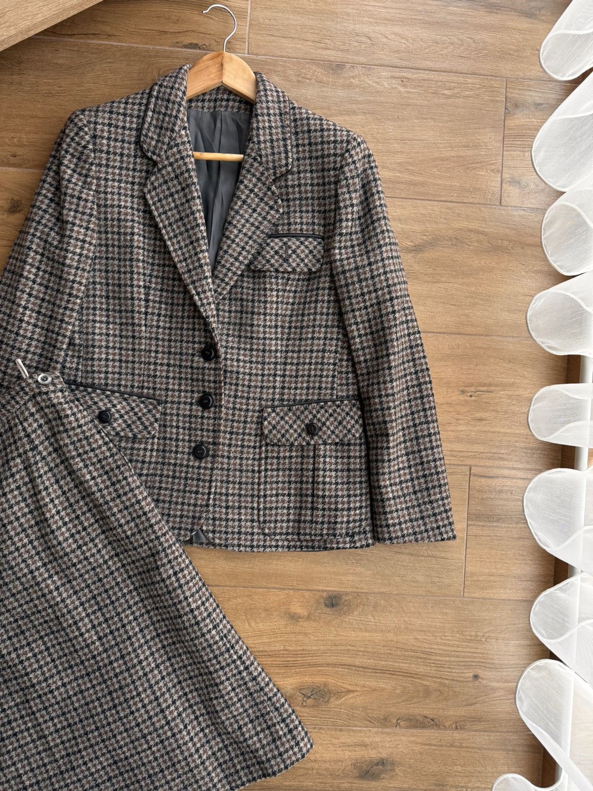 Designer × Vintage Vintage Luxury Plaid Tweed 3 Pockets Blazer Skirt Suit Size M / US 6-8 / IT 42-44 - 6 Thumbnail