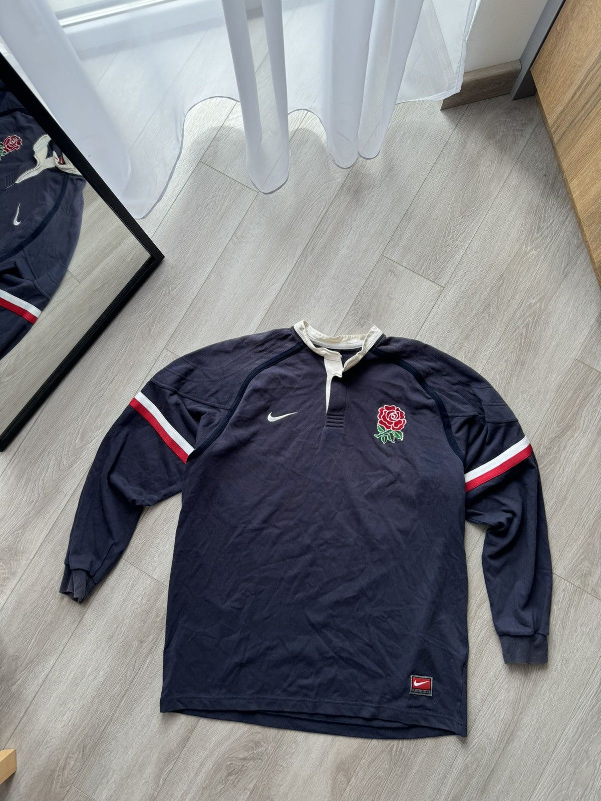 Nike × Vintage NIKE 1999 ENGLAND RUGBY VINTAGE POLO LONG SLEEVE SHIRT Size US XL / EU 56 / 4 - 1 Thumbnail