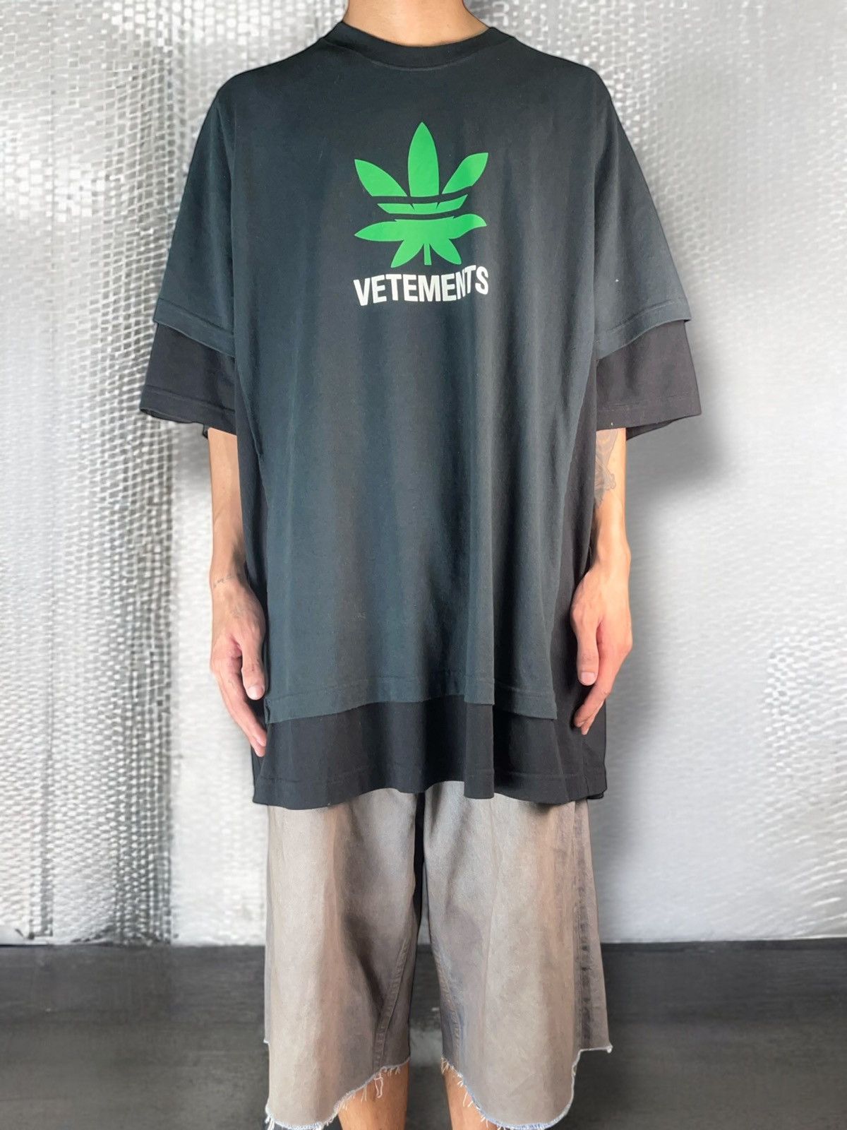 Ss2020 Vetements layered weed adidas parody oversized tee