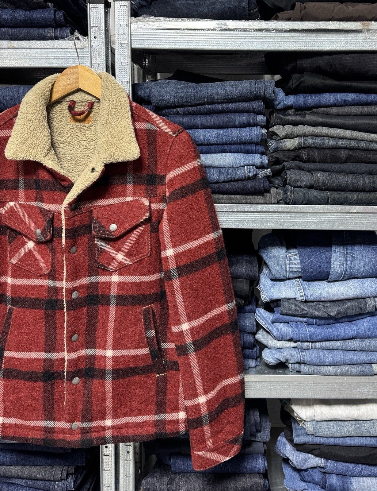 Nudie Jeans Nudie Jeans Lenny Wool Check Plaid Sherpa Boa Jacket Size US S / EU 44-46 / 1 - 3 Thumbnail
