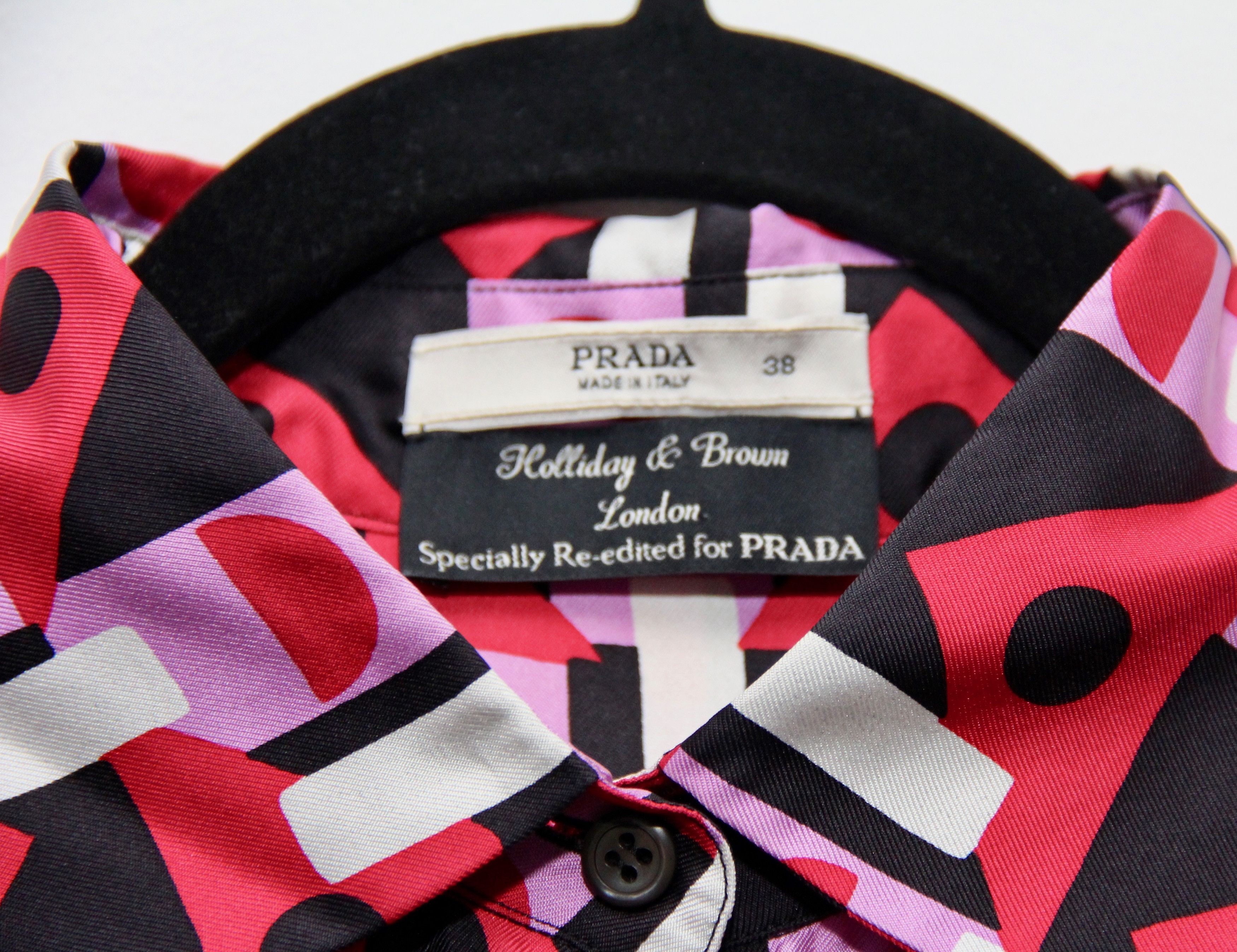 Prada Prada x Holliday & Brown Geometric Print Silk Blouse Size XS / US 0-2 / IT 36-38 - 2 Thumbnail