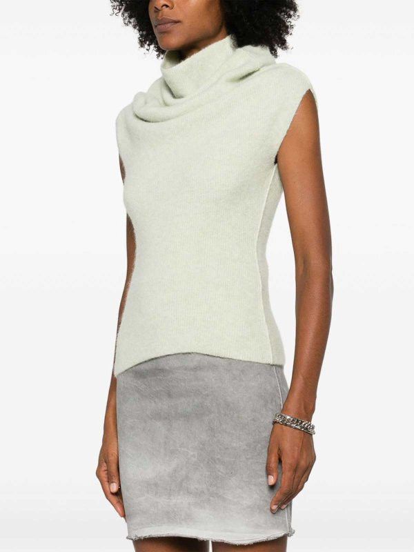 Rick Owens o1y0126 Turtleneck Sweater in Light Green Size S / US 4 / IT 40 - 2 Thumbnail