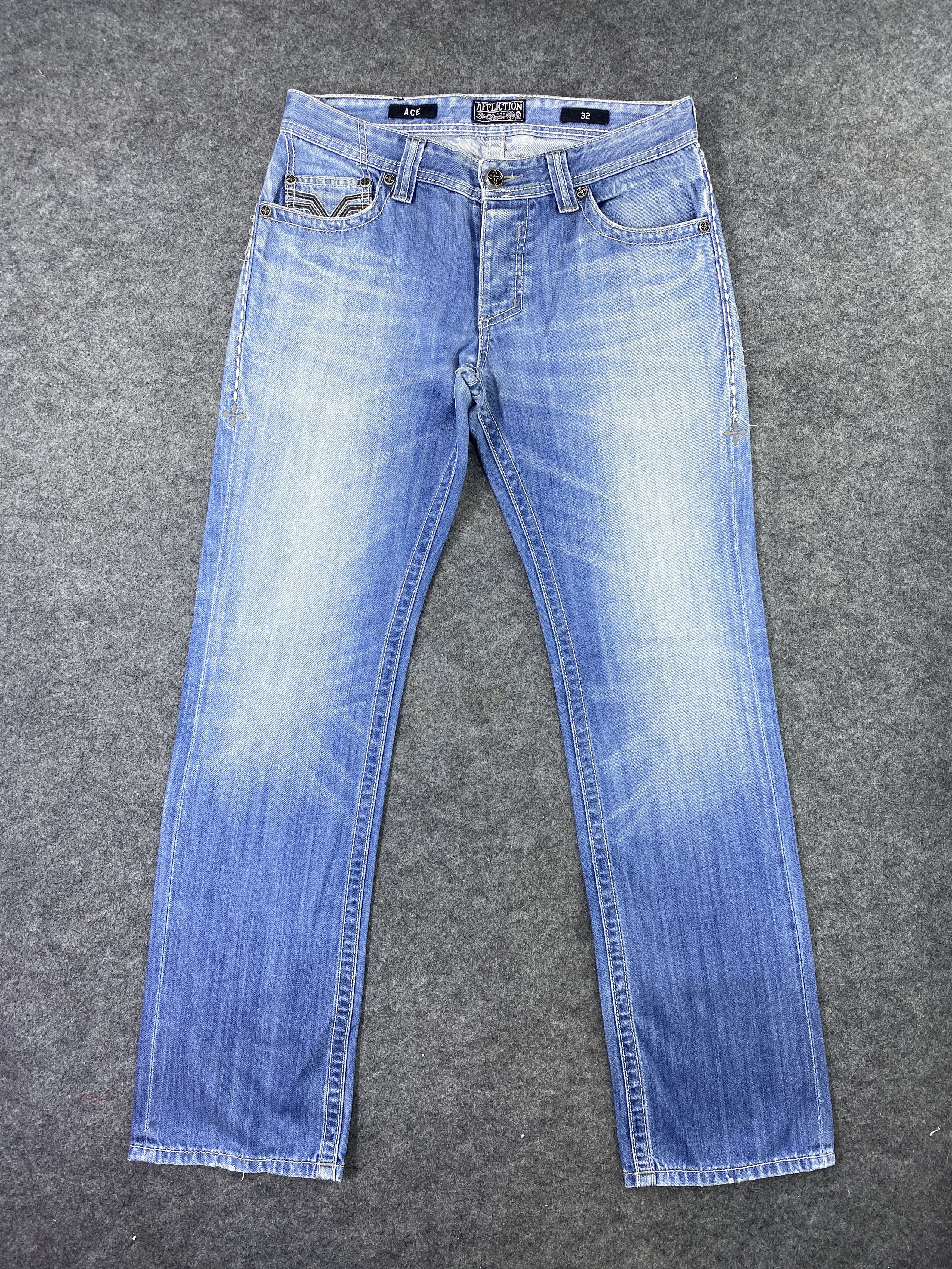 Affliction Affliction ACE Blue Wash Jeans - J978 Size US 34 / EU 50 - 1 Thumbnail