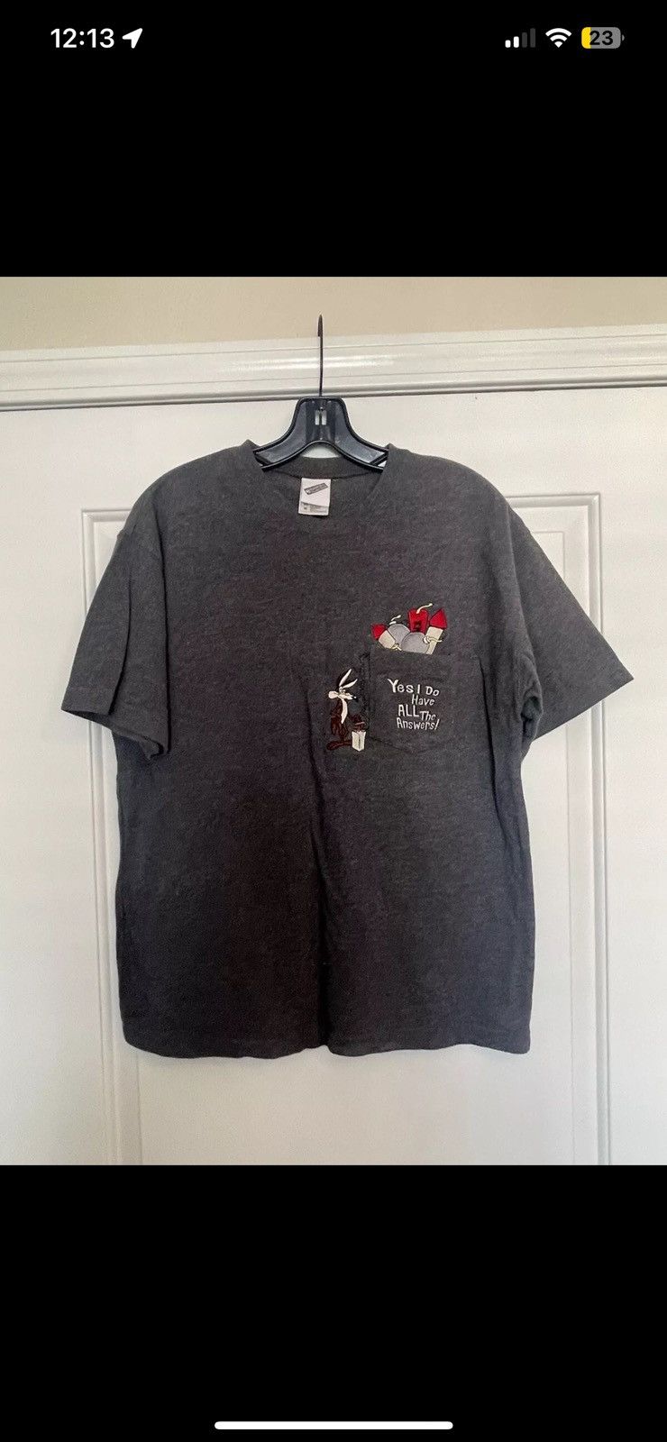 Vintage × Warner Bros VINTAGE Warner Bros Shirt Gray Wile E Coyote Size US M / EU 48-50 / 2 - 1 Thumbnail