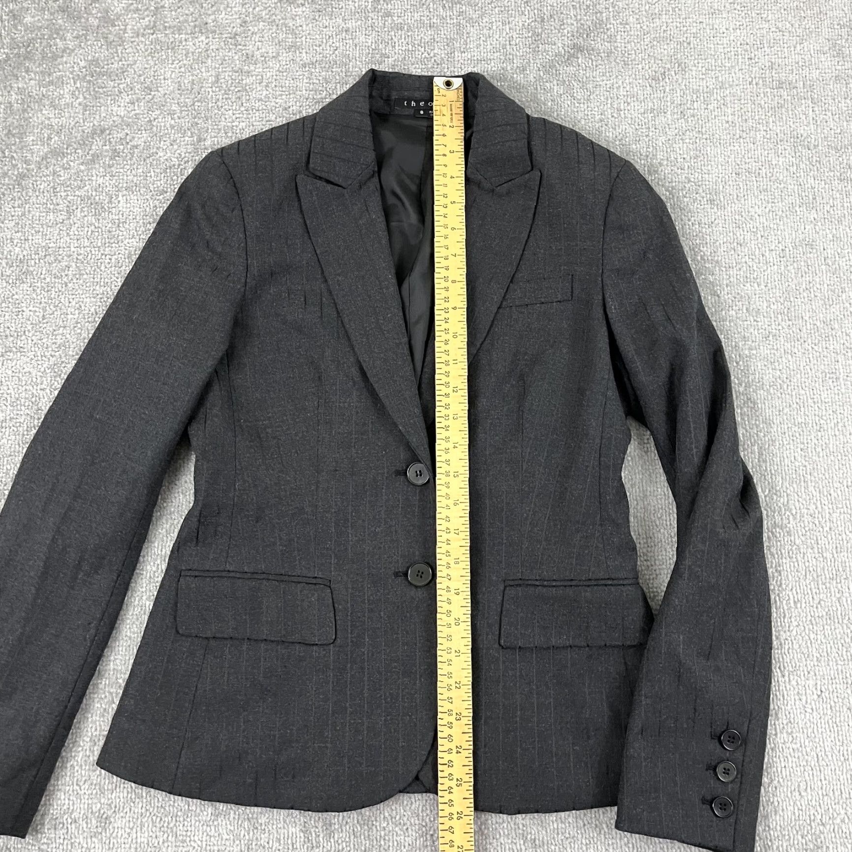 Theory Theory Nettie Blazer Women Size 8 Gray Striped Wool Blend 2-Button Office Jacket Size M / US 6-8 / IT 42-44 - 5 Thumbnail