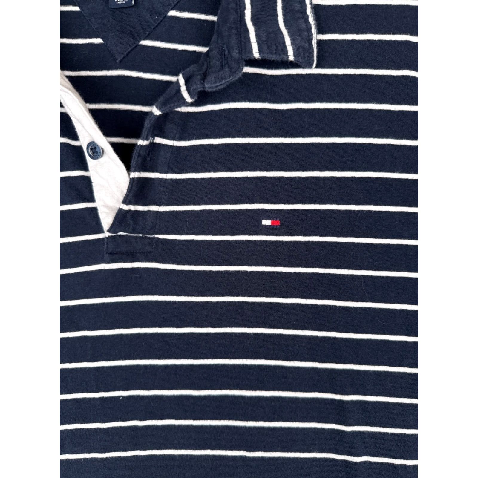 Tommy Hilfiger VINTAGE Tommy Hilfiger Polo Shirt Women Medium Blue White Stripe Cotton Short Sleeve Size M / US 6-8 / IT 42-44 - 6 Thumbnail
