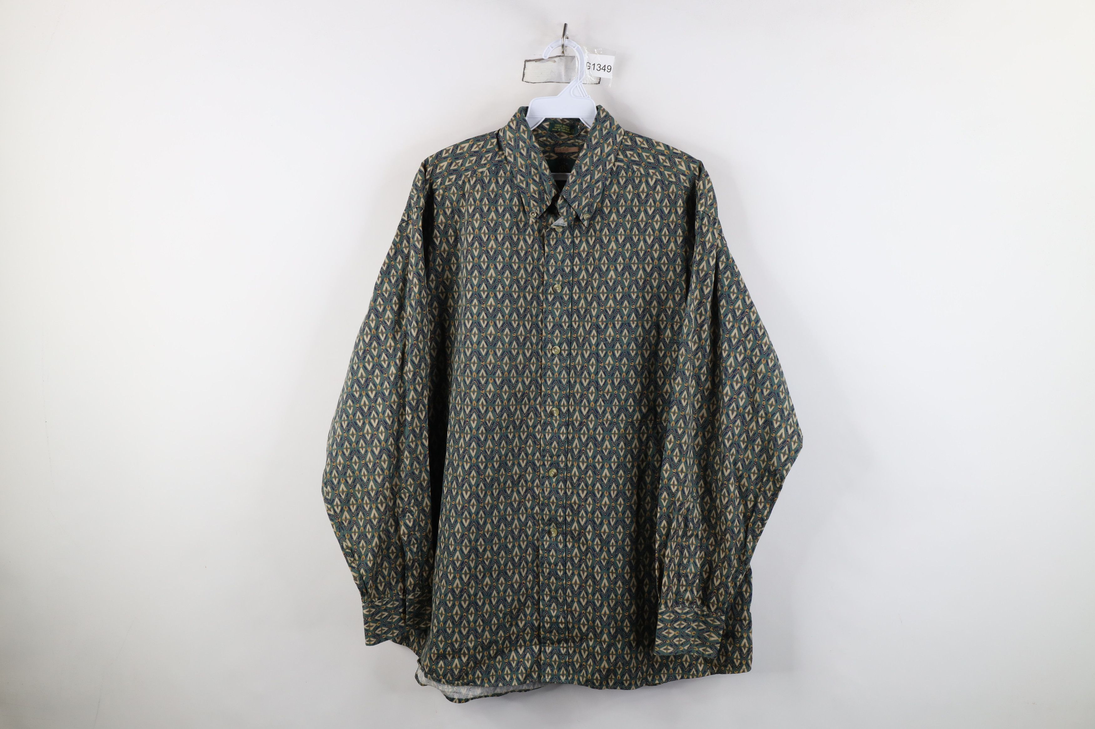 Vintage Vintage 90s Streetwear Collared Button Down Shirt Green Size US L / EU 52-54 / 3 - 1 Thumbnail