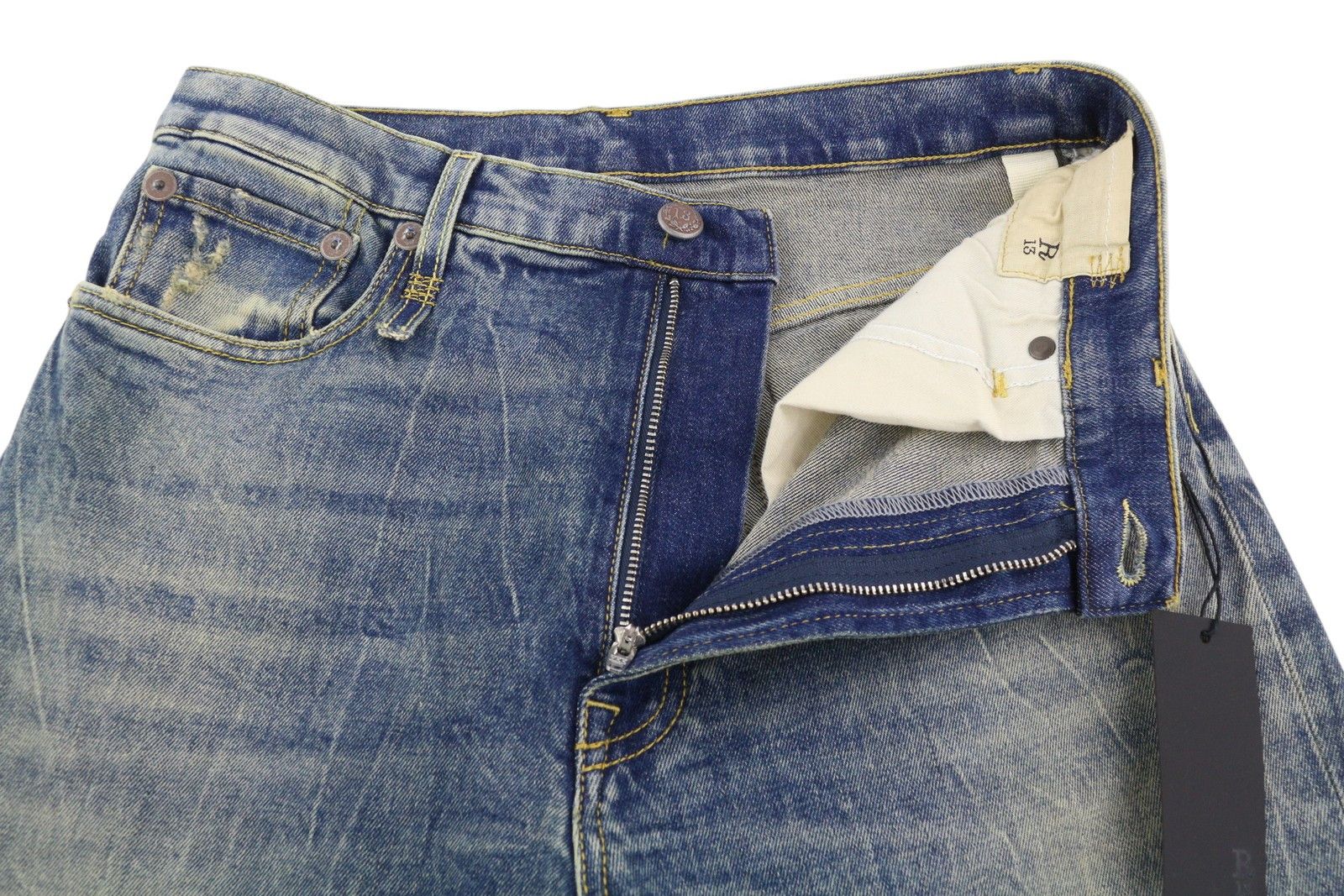 R13 JANE 28 Washed Blue Flared Zip Fly Kelly Stretch 84476 Size 28" / US 6 / IT 42 - 5 Thumbnail