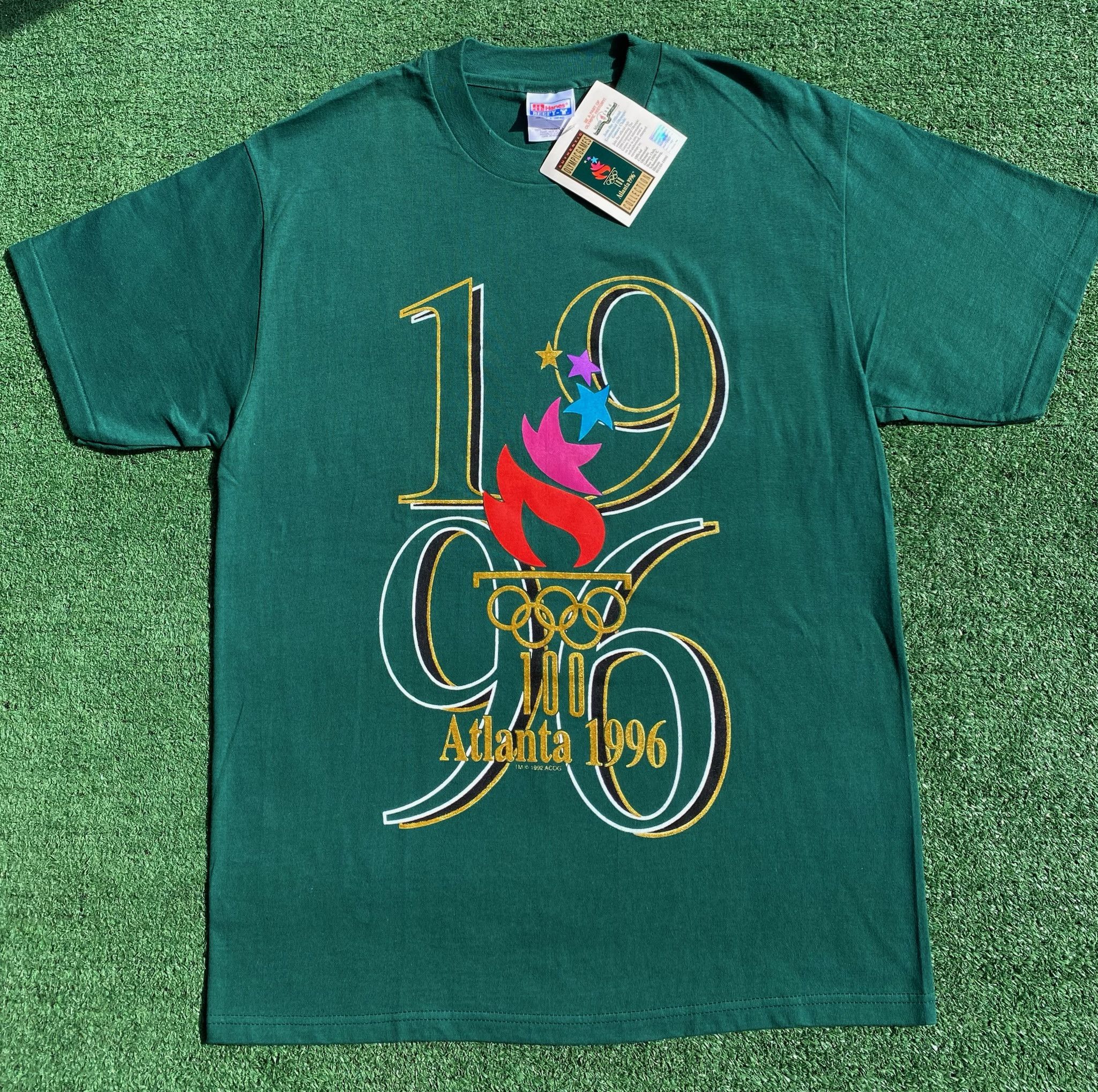 Hanes NWT 1996 Atlanta Olympics Games Logo Green T-Shirt Medium Size US M / EU 48-50 / 2 - 1 Thumbnail
