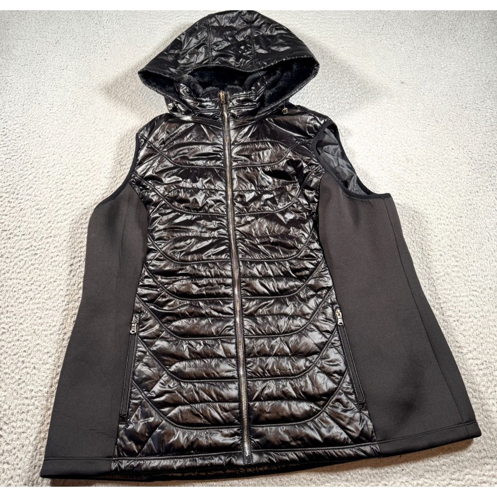 Michael Kors Michael Kors Quilted Puffer Vest Womens Medium Black Removable Hood Full Zip Vest Set Size M / US 6-8 / IT 42-44 - 2 Thumbnail