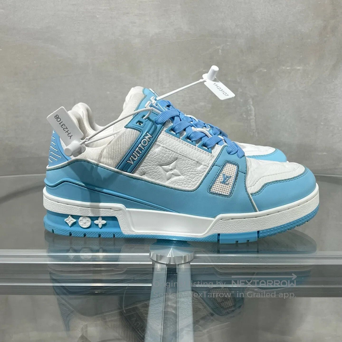 Louis Vuitton Louis Vuitton Trainer New White and Blue shoes Size US 6.5 / IT 36.5 - 4 Thumbnail