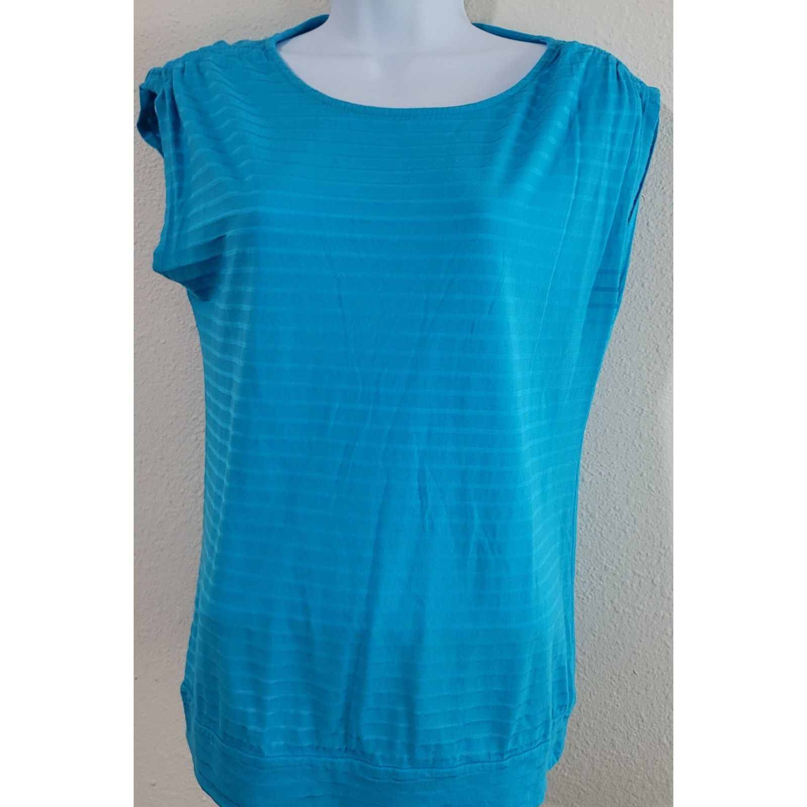 Chicos Chico's Blue Sleeveless Round Neck Top 1 M 8 10 Banded Waist Size M / US 6-8 / IT 42-44 - 1 Thumbnail