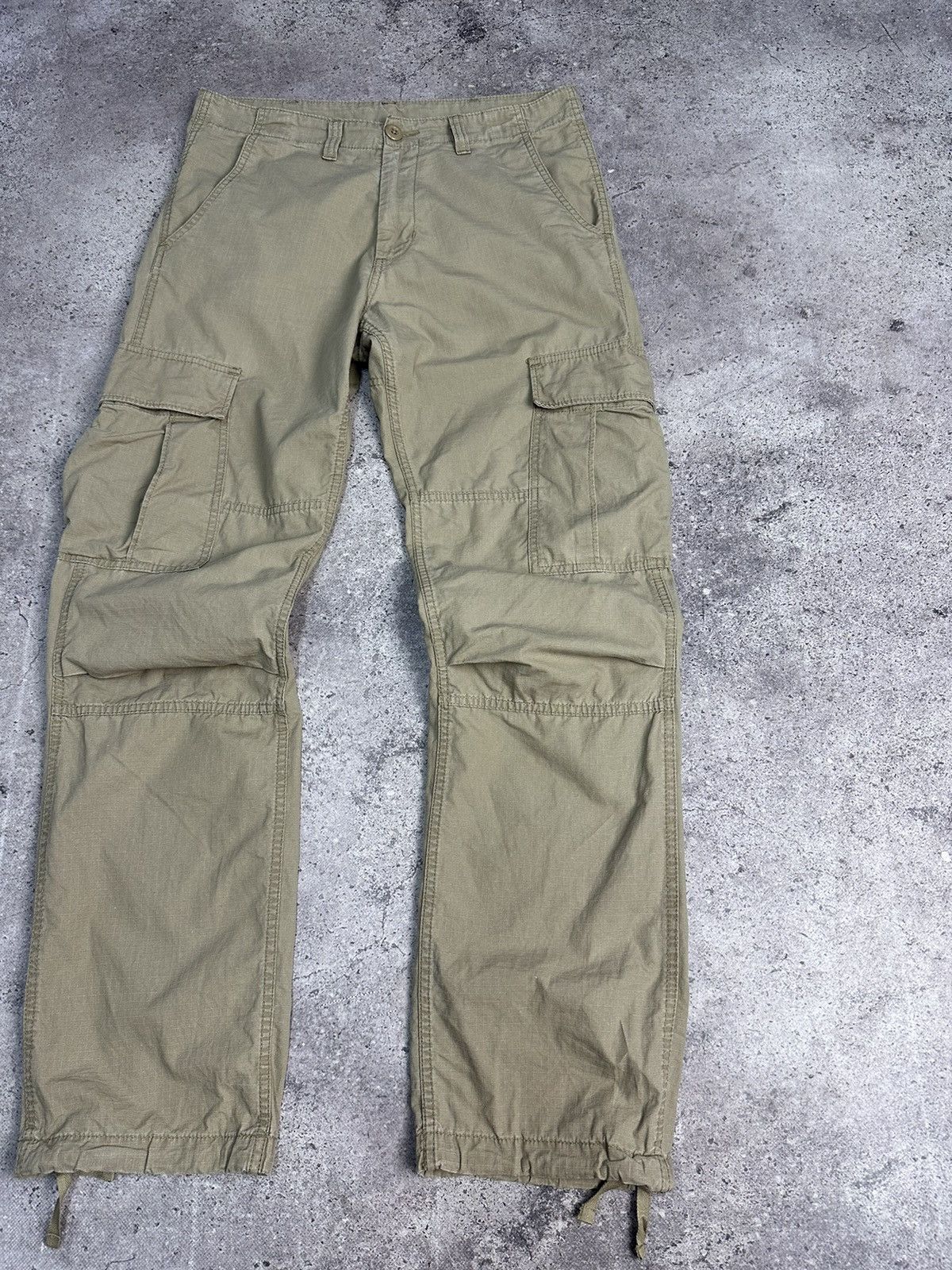 Carhartt × Vintage Vintage Carhartt Cargo Distressed Pants Faded Beige Y2K Size US 32 / EU 48 - 7 Thumbnail