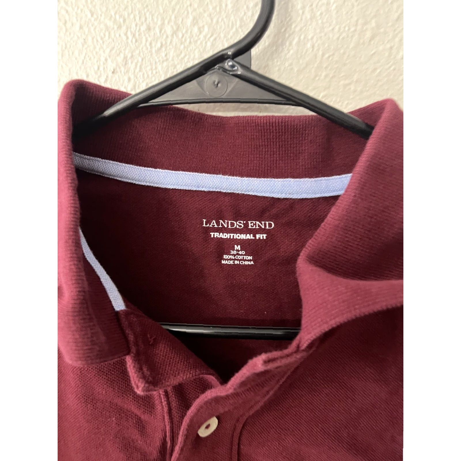 Lands' End Lands' End Polo Shirt Men M Maroon Long Sleeve Solid Traditional Fit Size US M / EU 48-50 / 2 - 2 Thumbnail