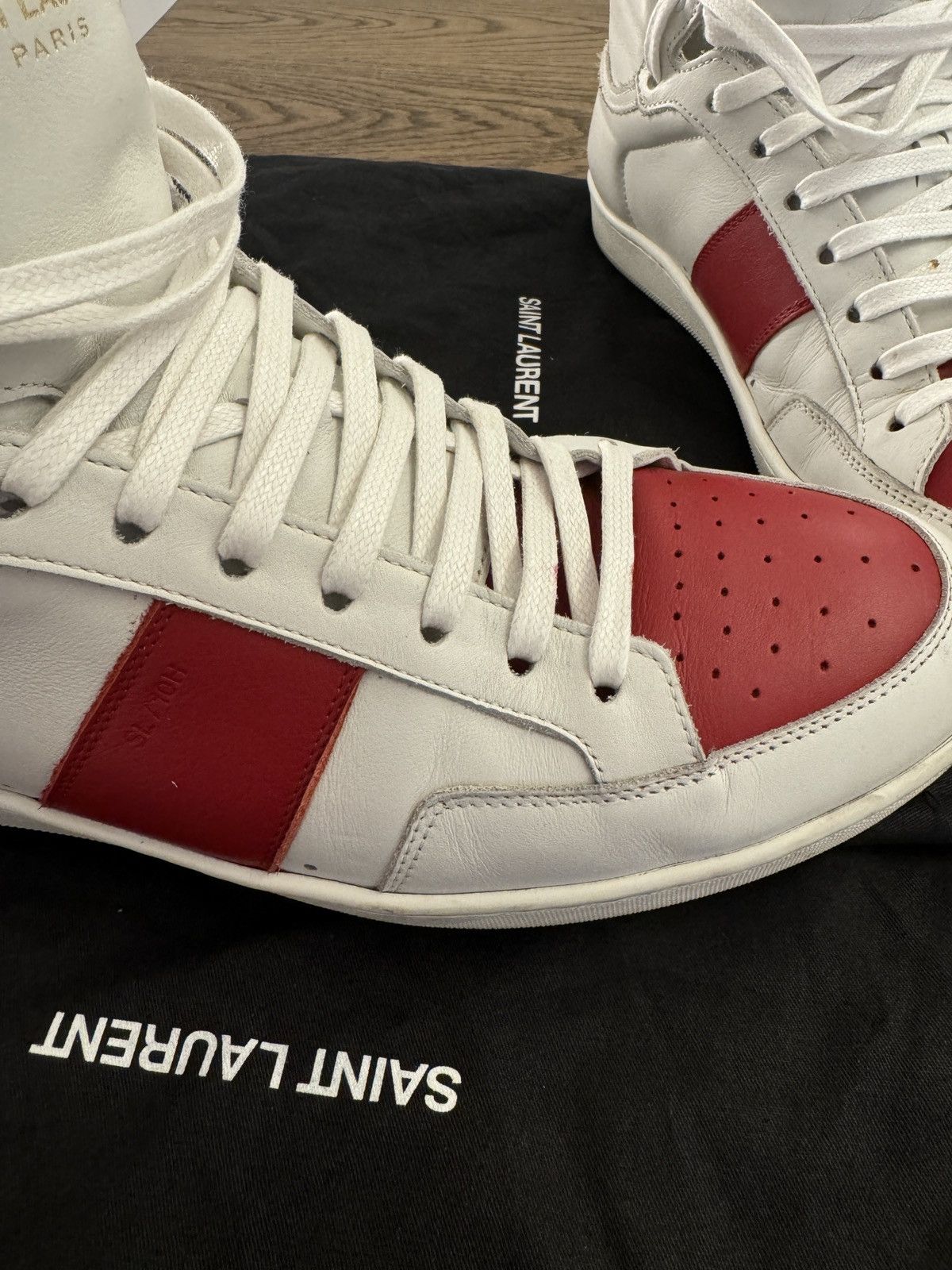 Yves Saint Laurent YSL Court Classic SL (White/Red) US 10 Size US 10 / EU 43 - 1 Thumbnail