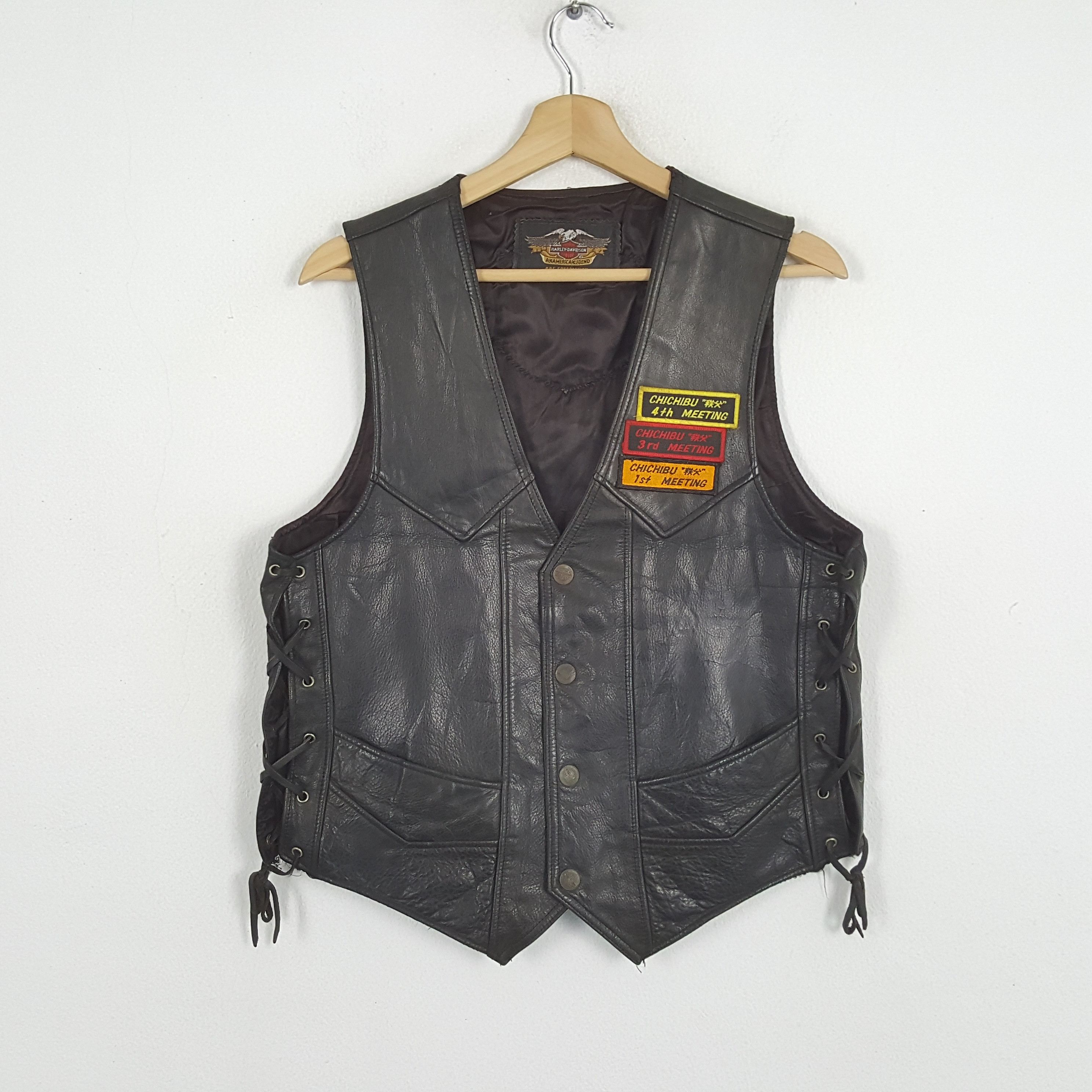 Harley Davidson × Vintage Vintage HARLEY DAVIDSON American Motorcycle Leather Vest Size US S / EU 44-46 / 1 - 3 Thumbnail