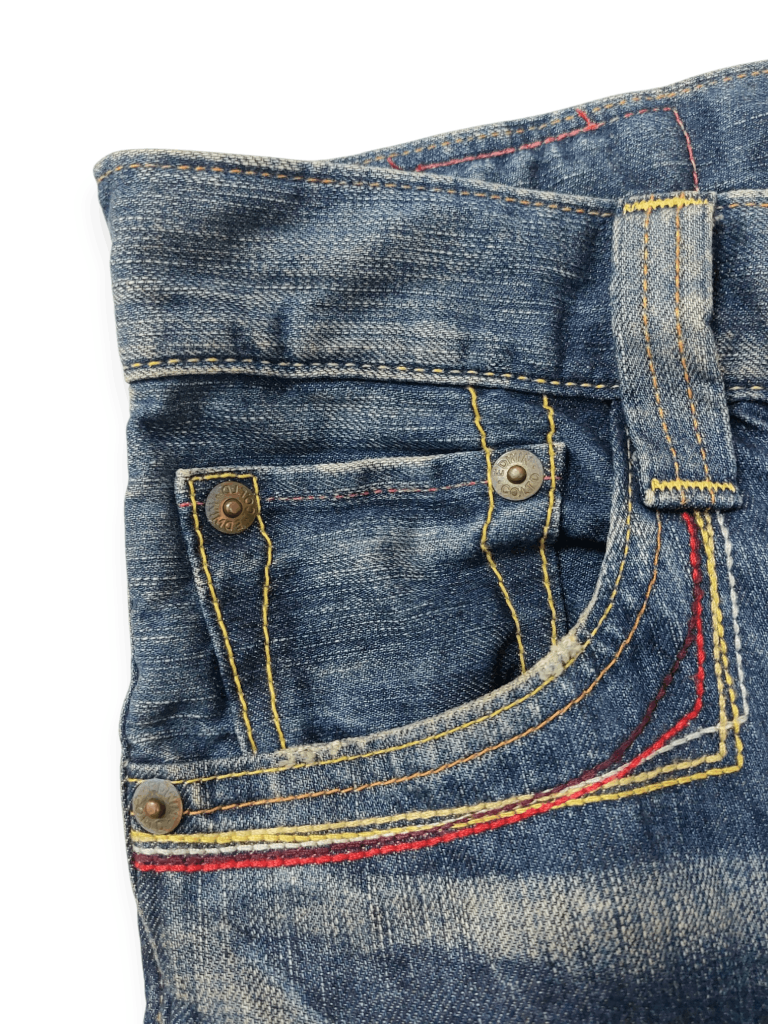 Edwin 💥Flare Vintage Edwin 503 Blue Trip Jeans Denim Size US 30 / EU 46 - 10 Thumbnail