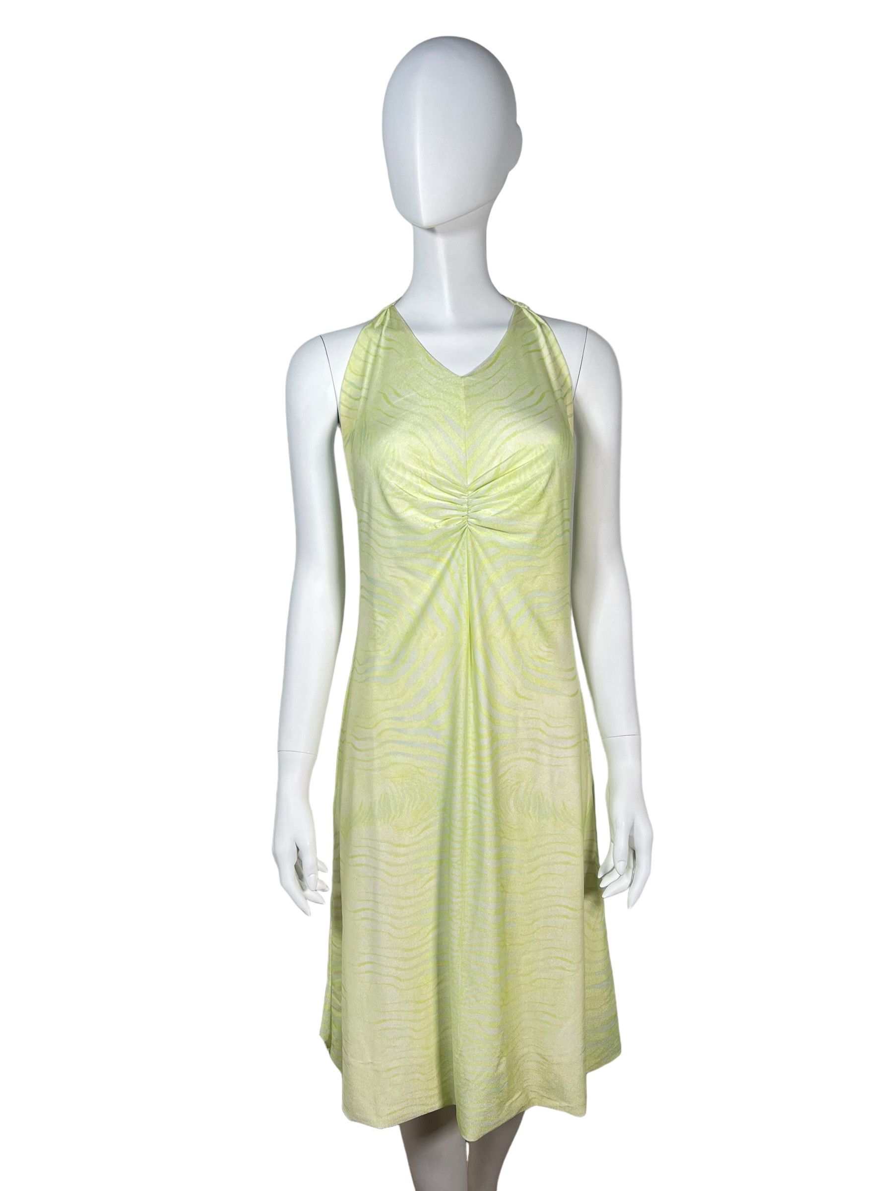 Roberto Cavalli Roberto Cavalli 90s Green Silk Dress with Ruffled Blouse. Size M / US 6-8 / IT 42-44 - 4 Thumbnail