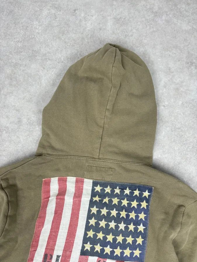 Polo Ralph Lauren 2010s Ralph Lauren Khaki Green American Flag Zip-up Hoodie Size US L / EU 52-54 / 3 - 6 Thumbnail