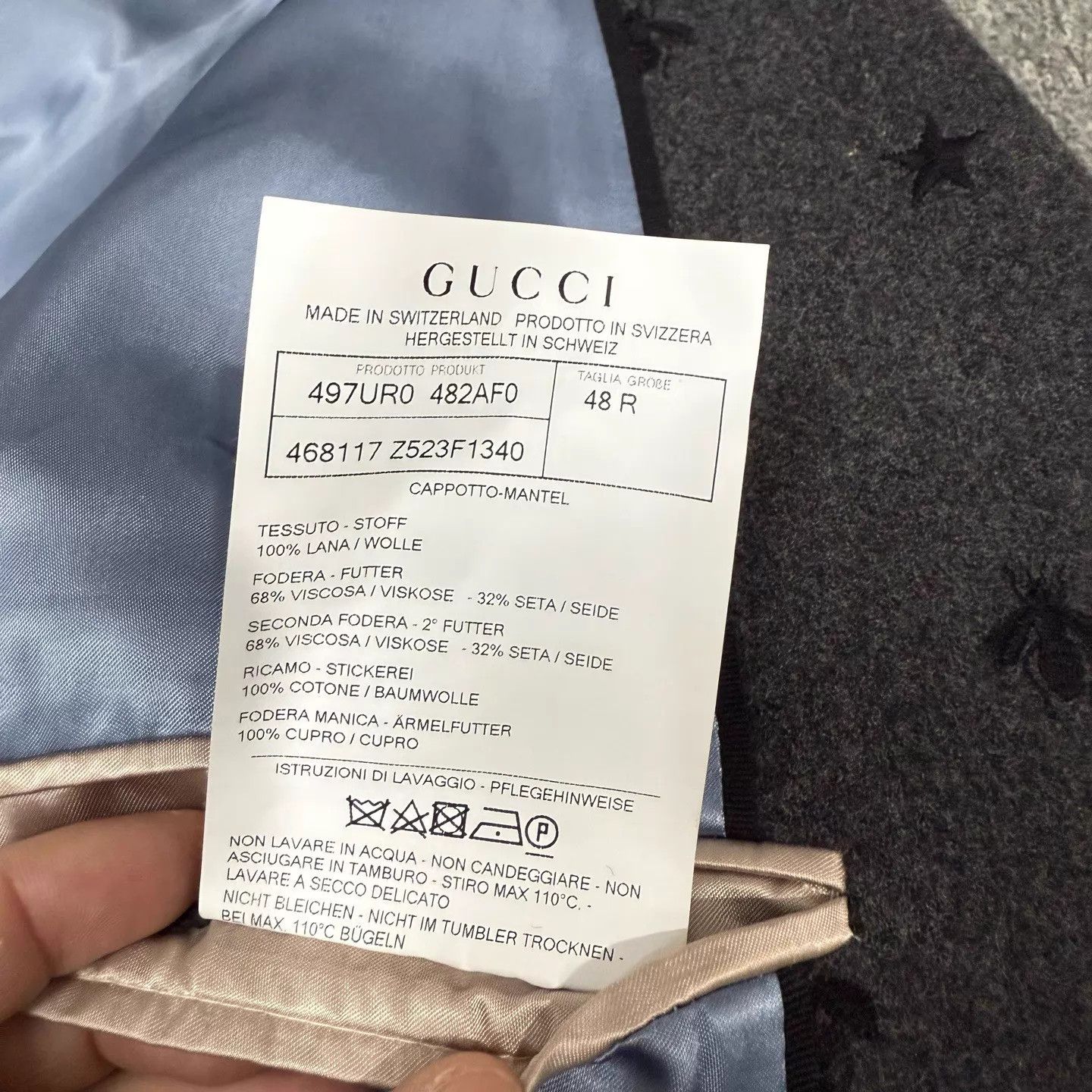 Gucci Gucci Gray All-Over Bee Embroidery Wool Overcoat 48R 99New Size US M / EU 48-50 / 2 - 4 Thumbnail