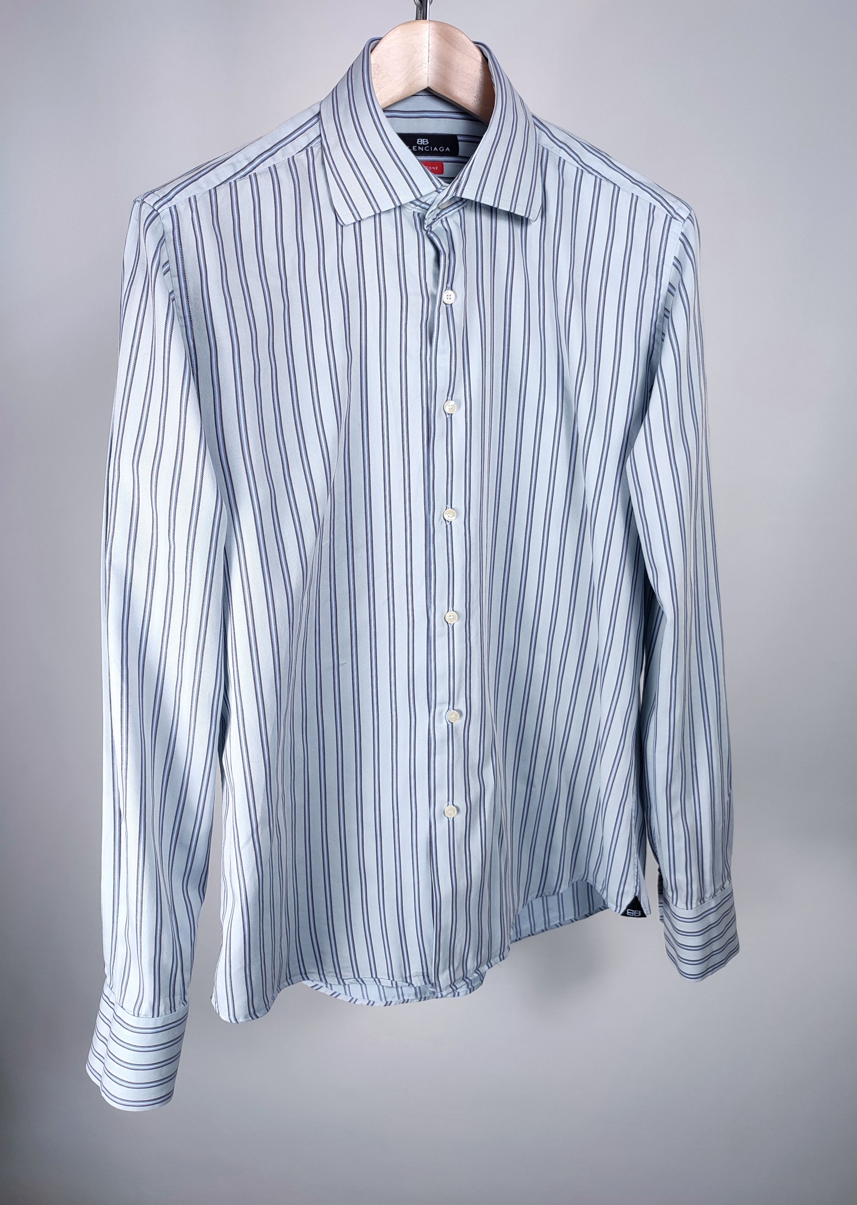 Balenciaga Balenciaga BB logo stripe vintage shirt Size US L / EU 52-54 / 3 - 2 Thumbnail