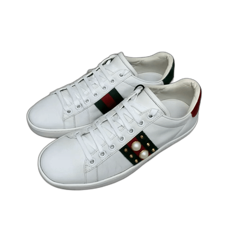 Gucci Gucci White Pearl Studded Sneakers Size 36.5 Size US 6 / IT 36 - 1 Thumbnail