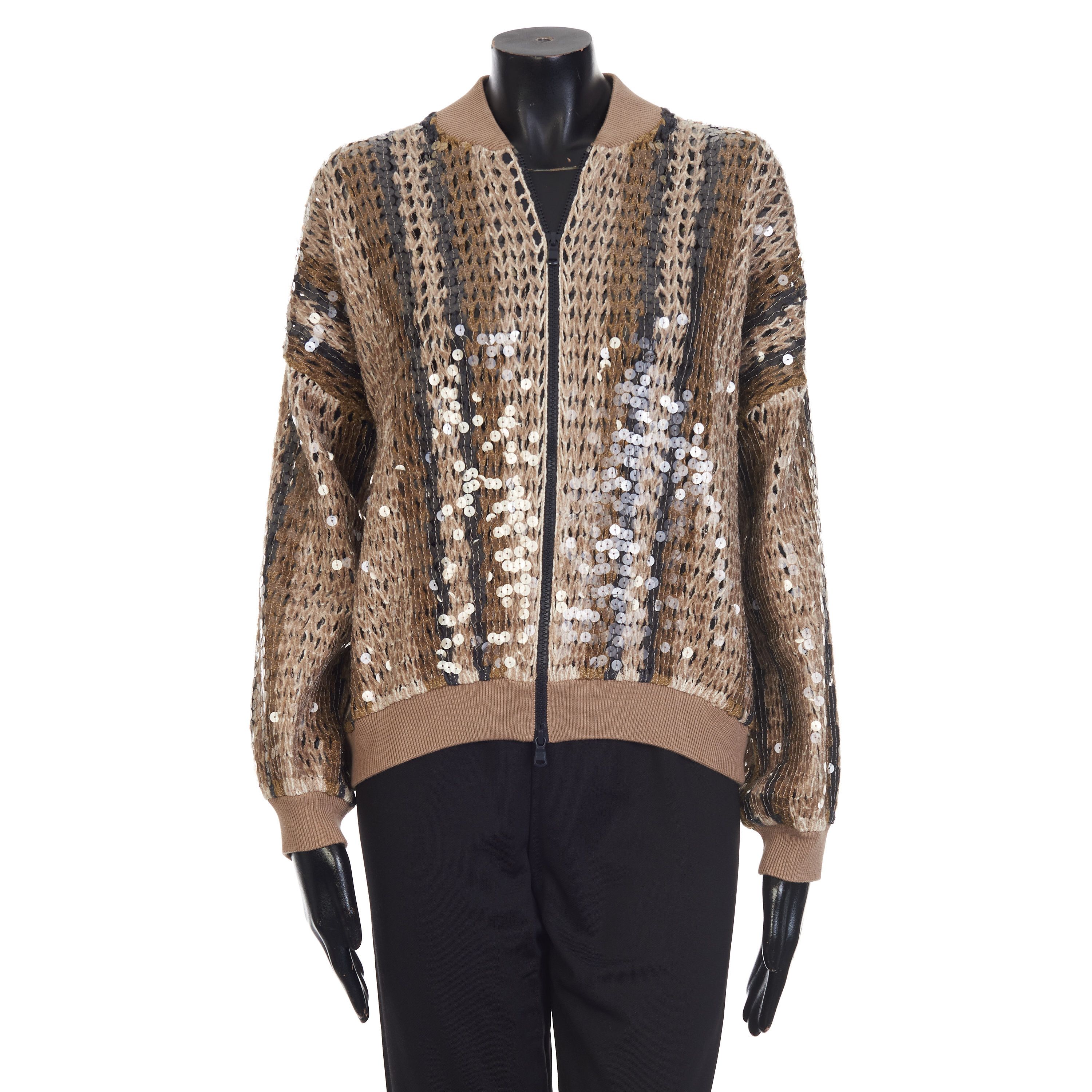 Brunello Cucinelli Stripe Embroidery Bomber Jacket - Jute & Cotton Size M / US 6-8 / IT 42-44 - 5 Thumbnail