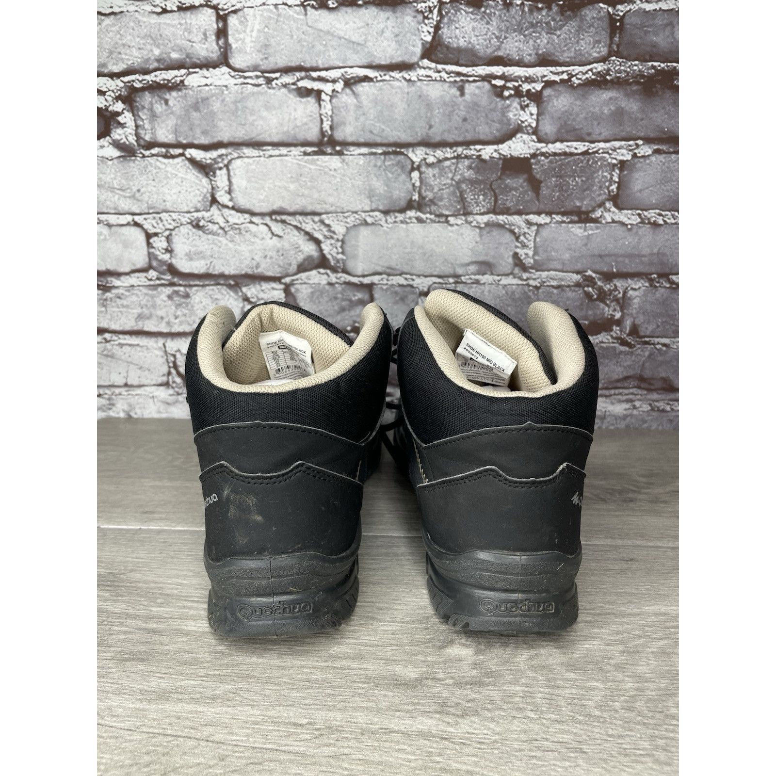 Other Quechua NH100 Black Mesh Lace Up Synthetic Mid Hiking Boots Size US 11.5 / EU 44-45 - 5 Thumbnail